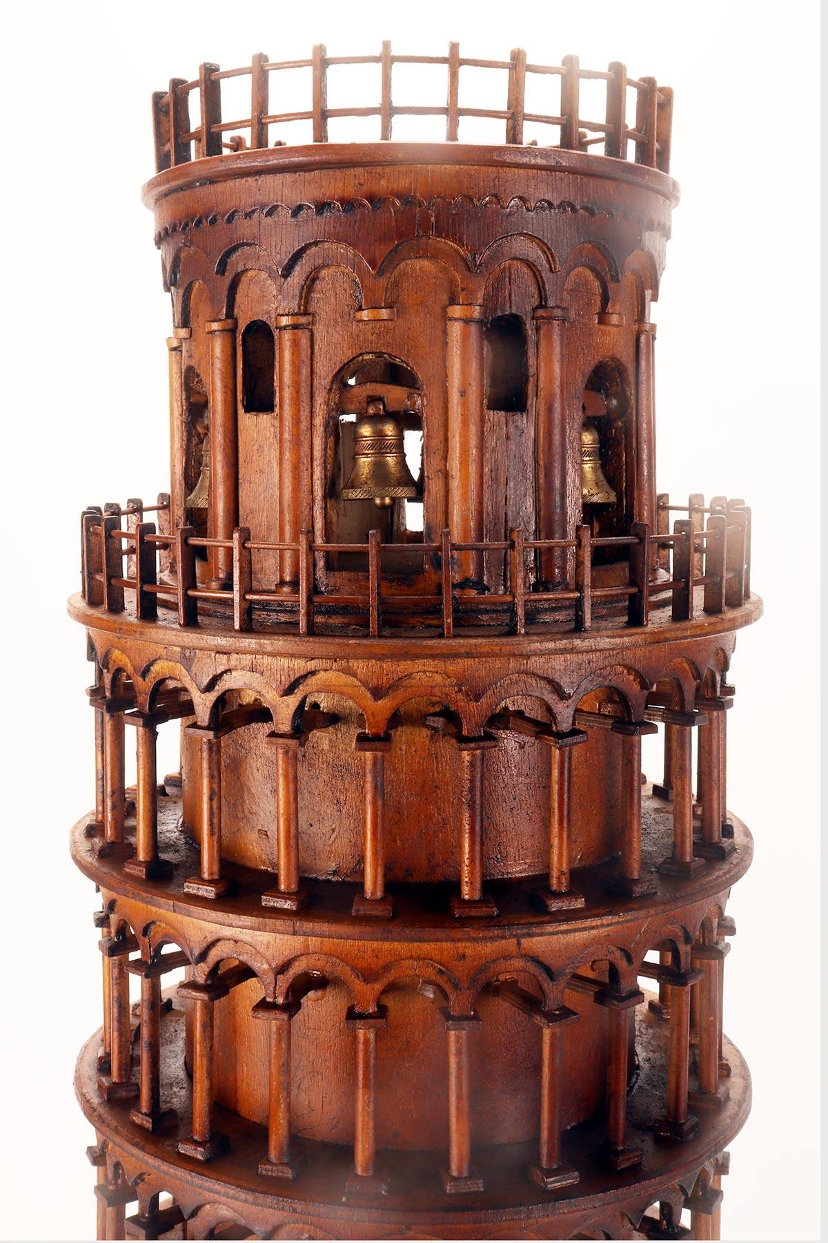 Brass A Grand Tour wooden maquette, depicting the Tower of Pisa, Italy circa 1880 For Sale