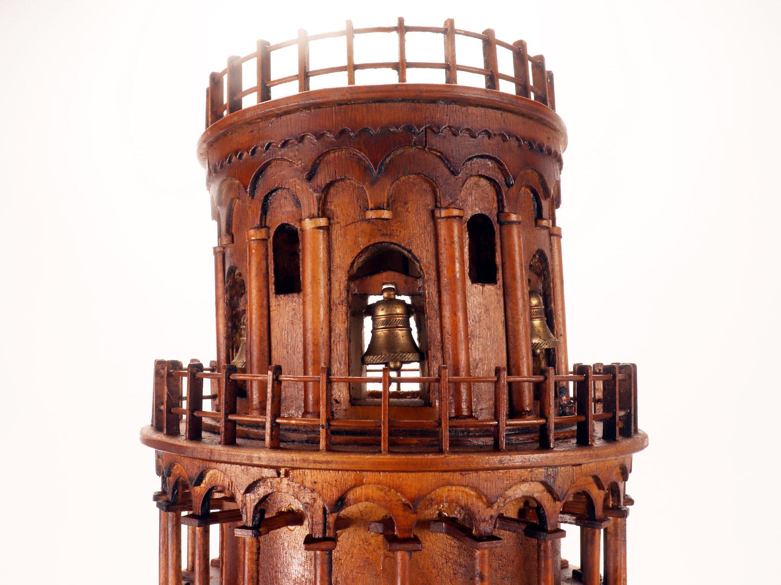 A Grand Tour wooden maquette, depicting the Tower of Pisa, Italy circa 1880 For Sale 2