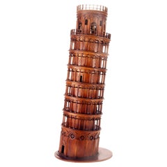A Grand Tour wooden maquette, depicting the Tower of Pisa, Italy circa 1880.