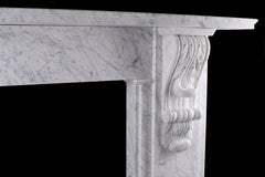 Grand Victorian Carved Corbel Fireplace in Italian Carrara Marble