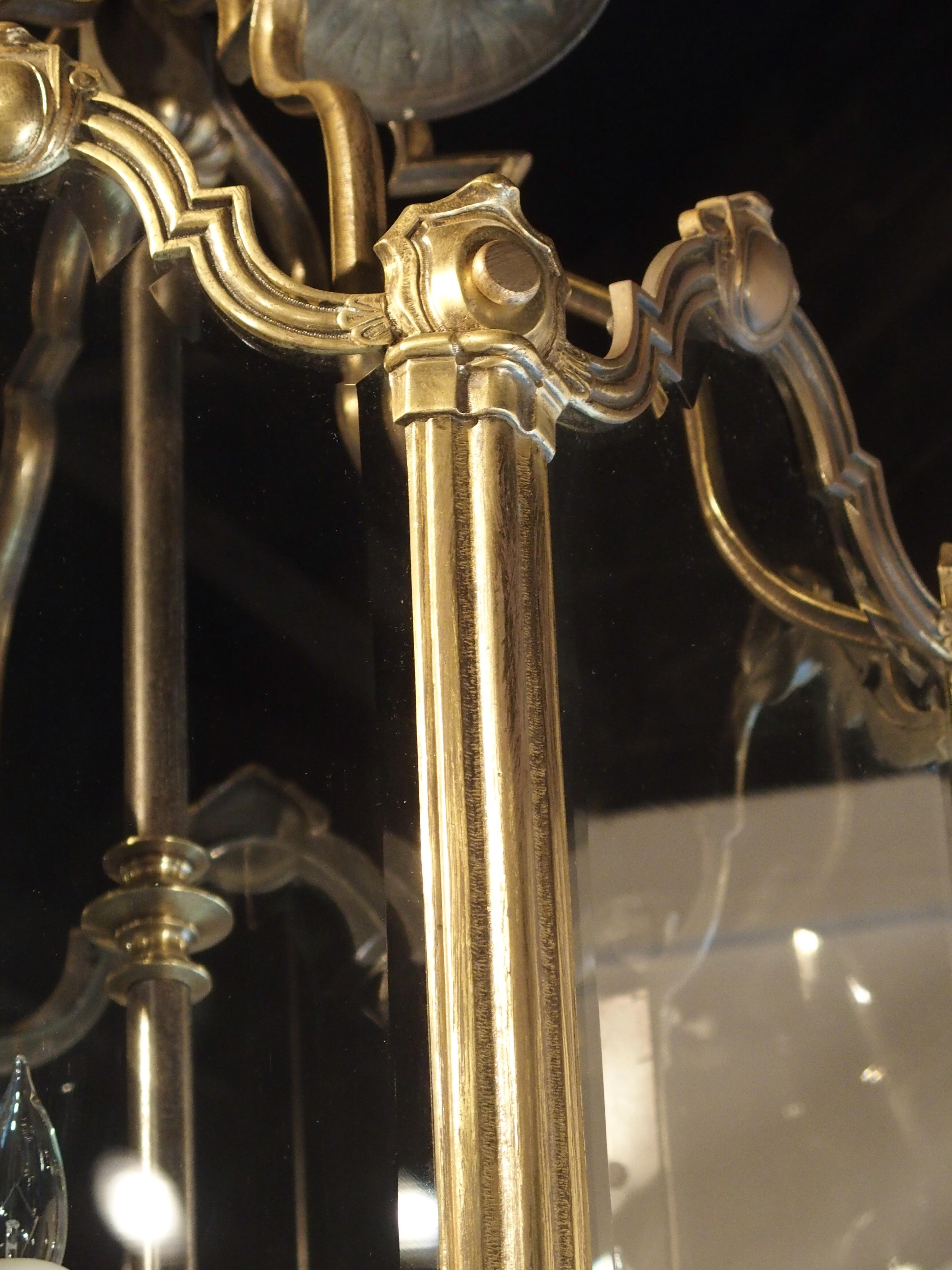 Grande lanterne française de style Louis XV en bronze et verre, environ 1890 en vente 3