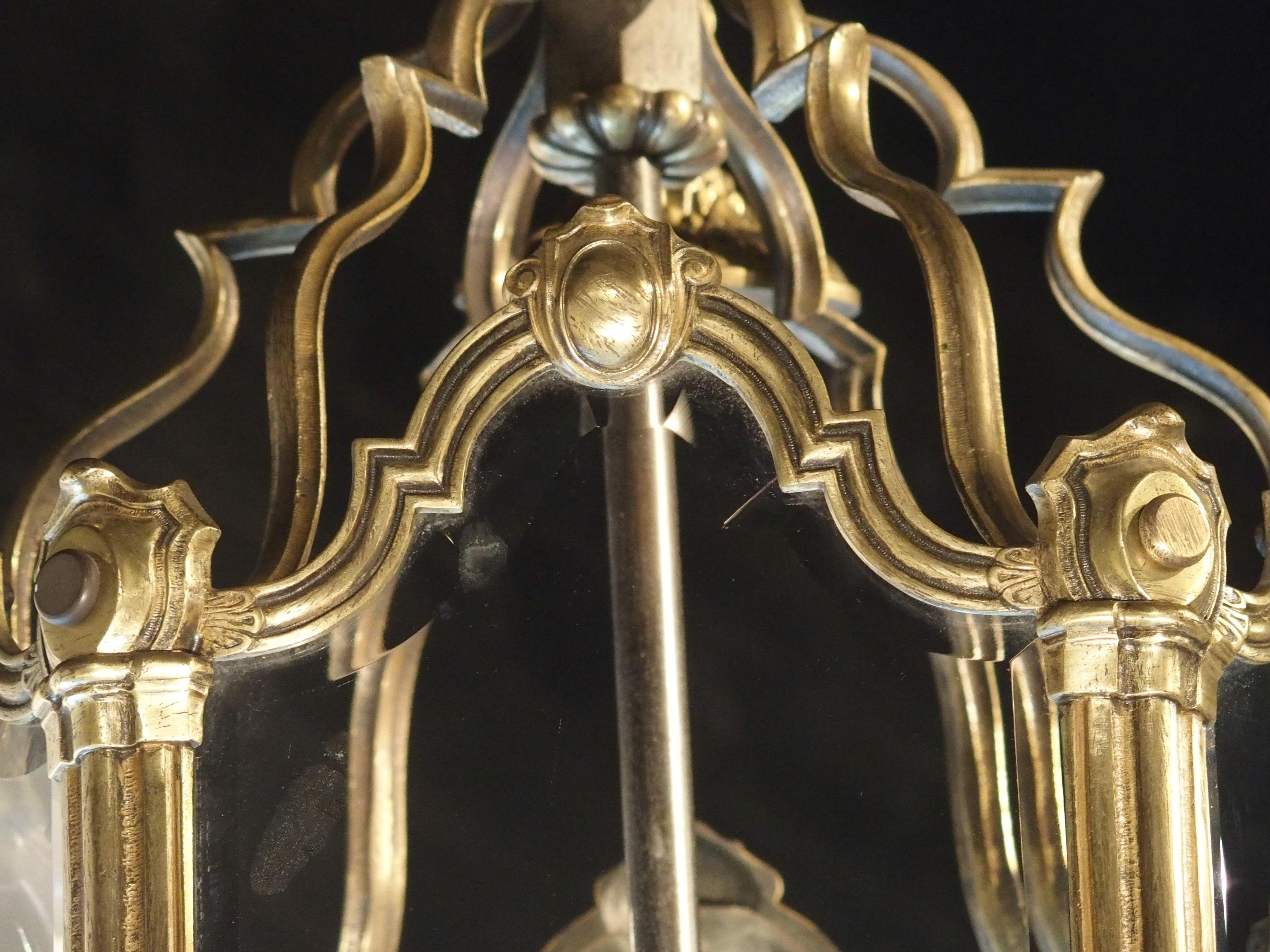 Grande lanterne française de style Louis XV en bronze et verre, environ 1890 en vente 8