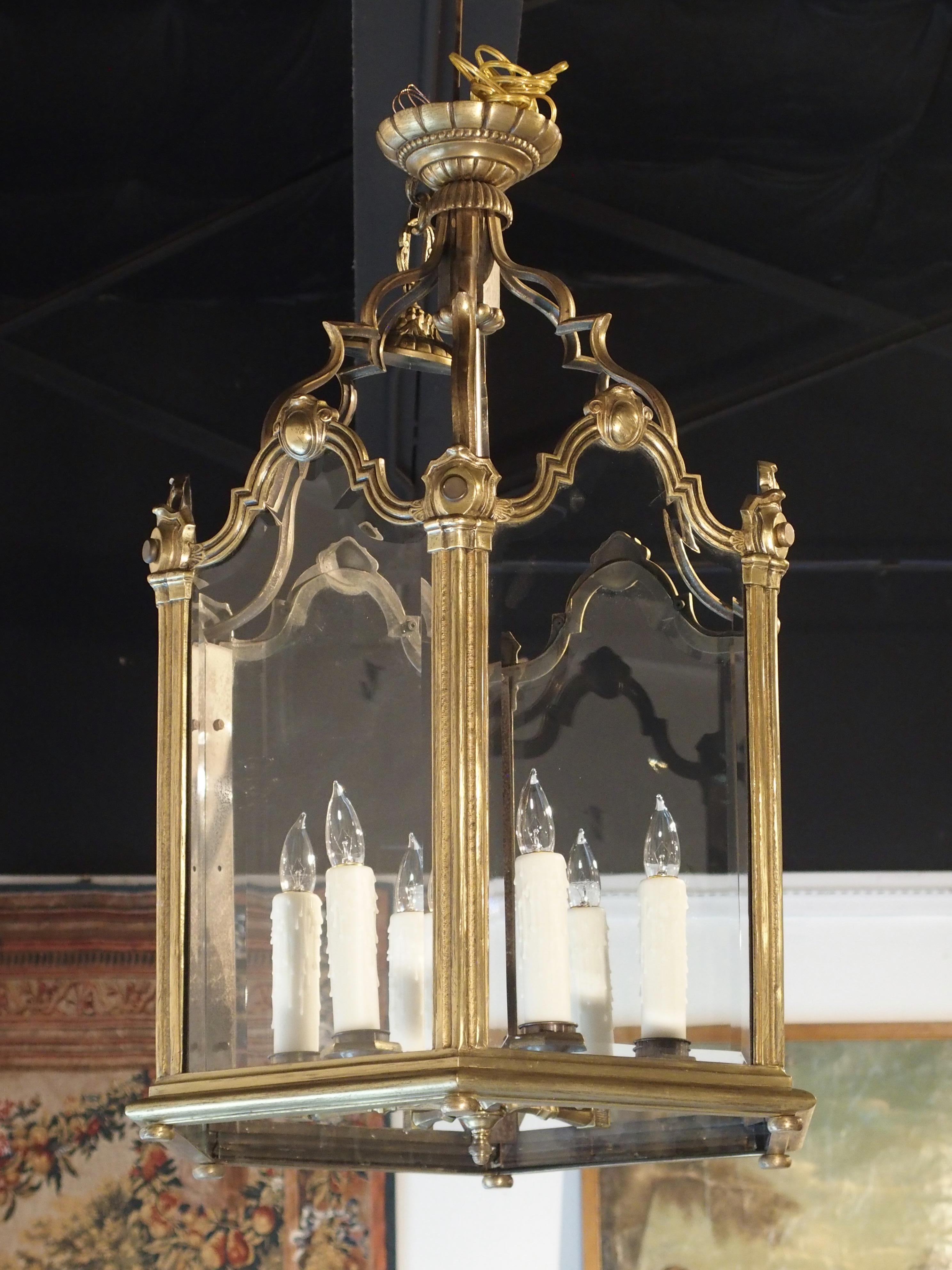 Grande French Louis XV Style Bronze and Glass Lantern, Circa 1890 For Sale 11