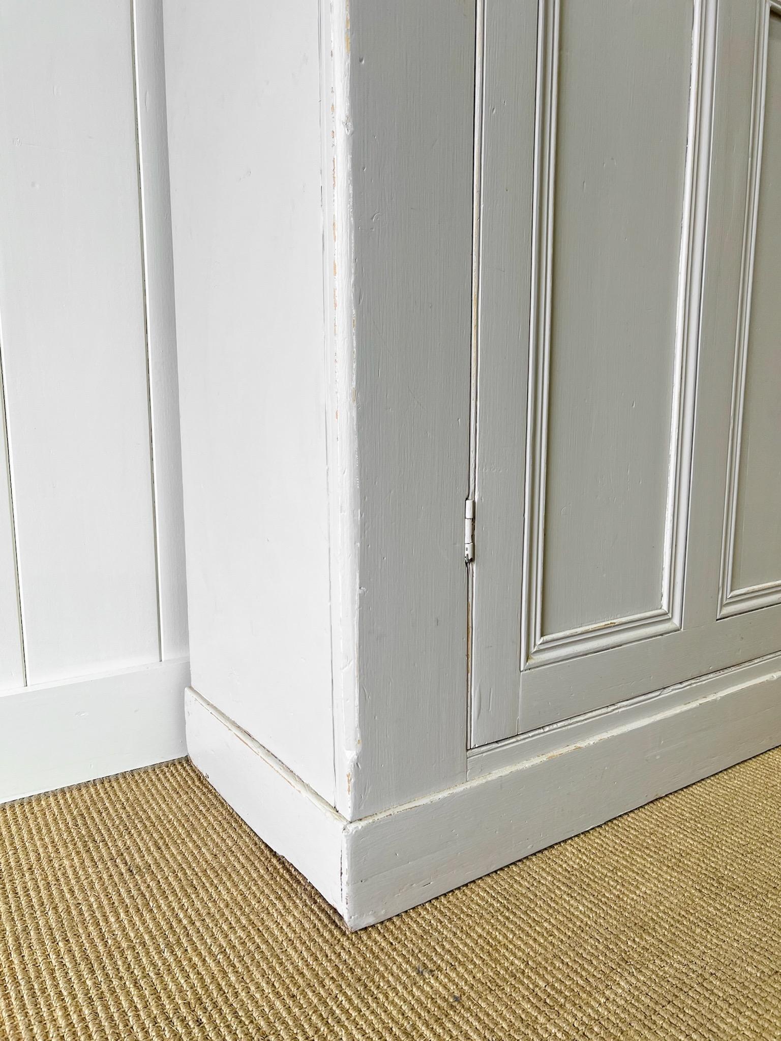 A Gray Painted Housekeepers Cupboard Cabinet For Sale 7