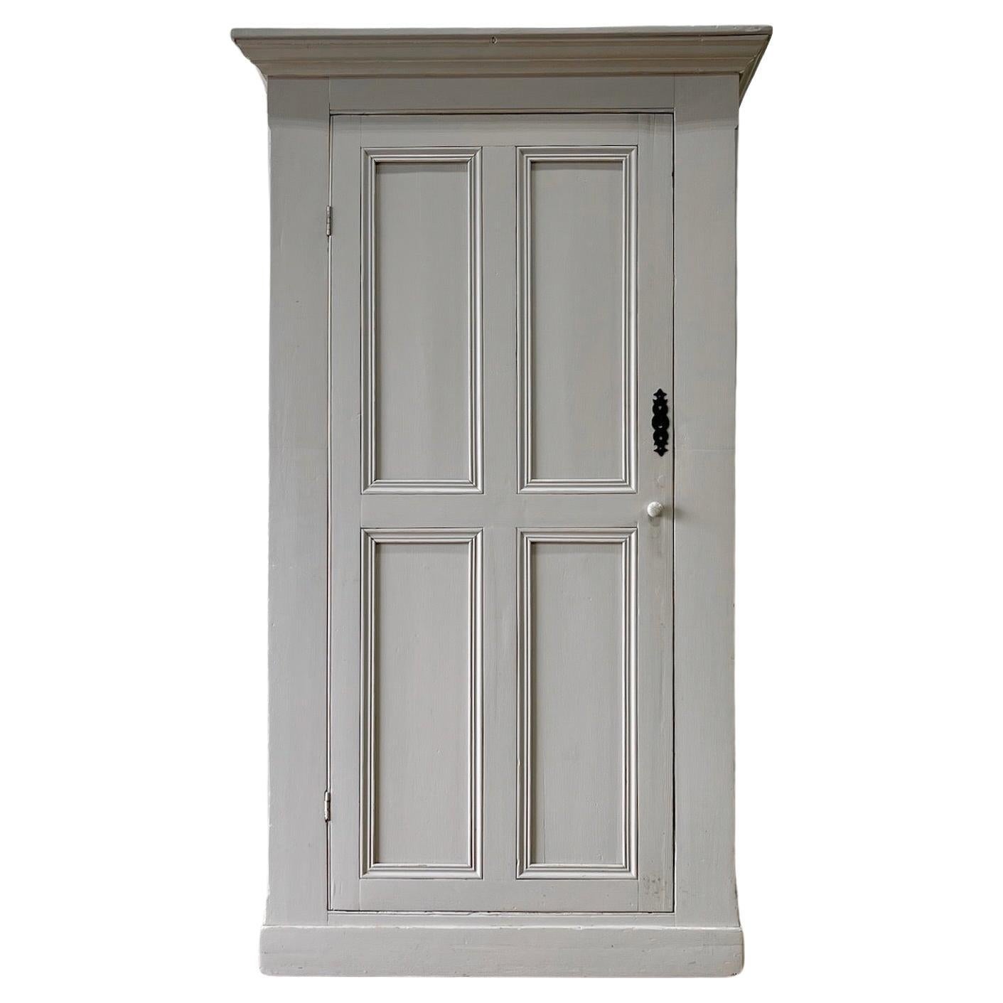 A Gray Painted Housekeepers Cupboard Cabinet For Sale