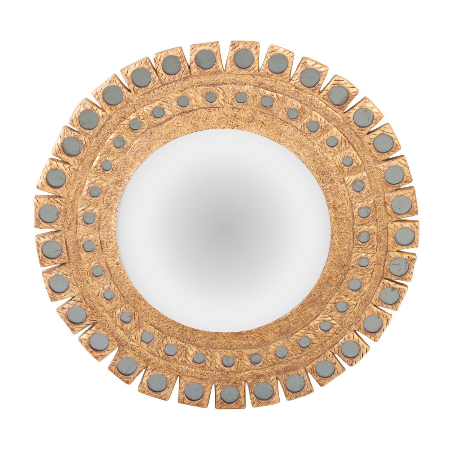 A Gray Textured Glass and Resin Sunburst Style Mirror.