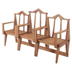A great Italian oak three section bench circa 1960.