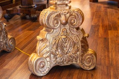 A great pair of 19th c Italian carved and gilt torchiere floor lamps