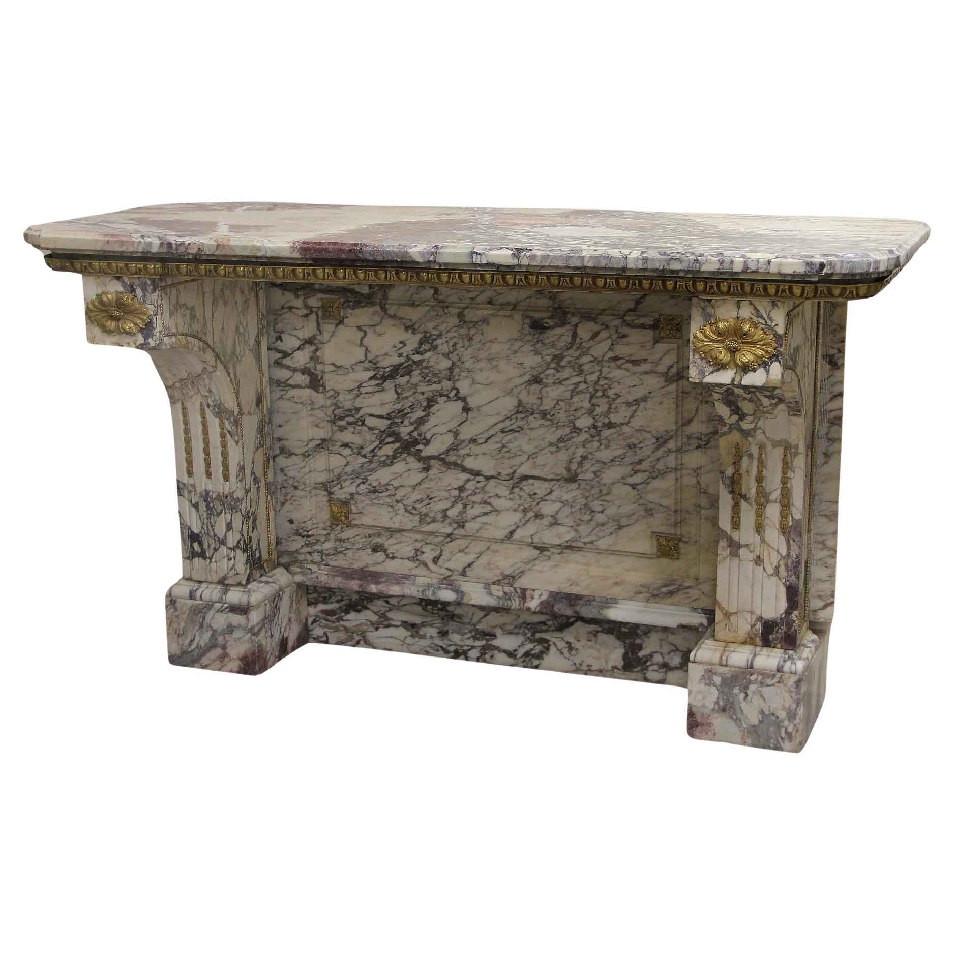 A Great Quality Late 19th Century Gilt Bronze Mounted Marble Console For Sale