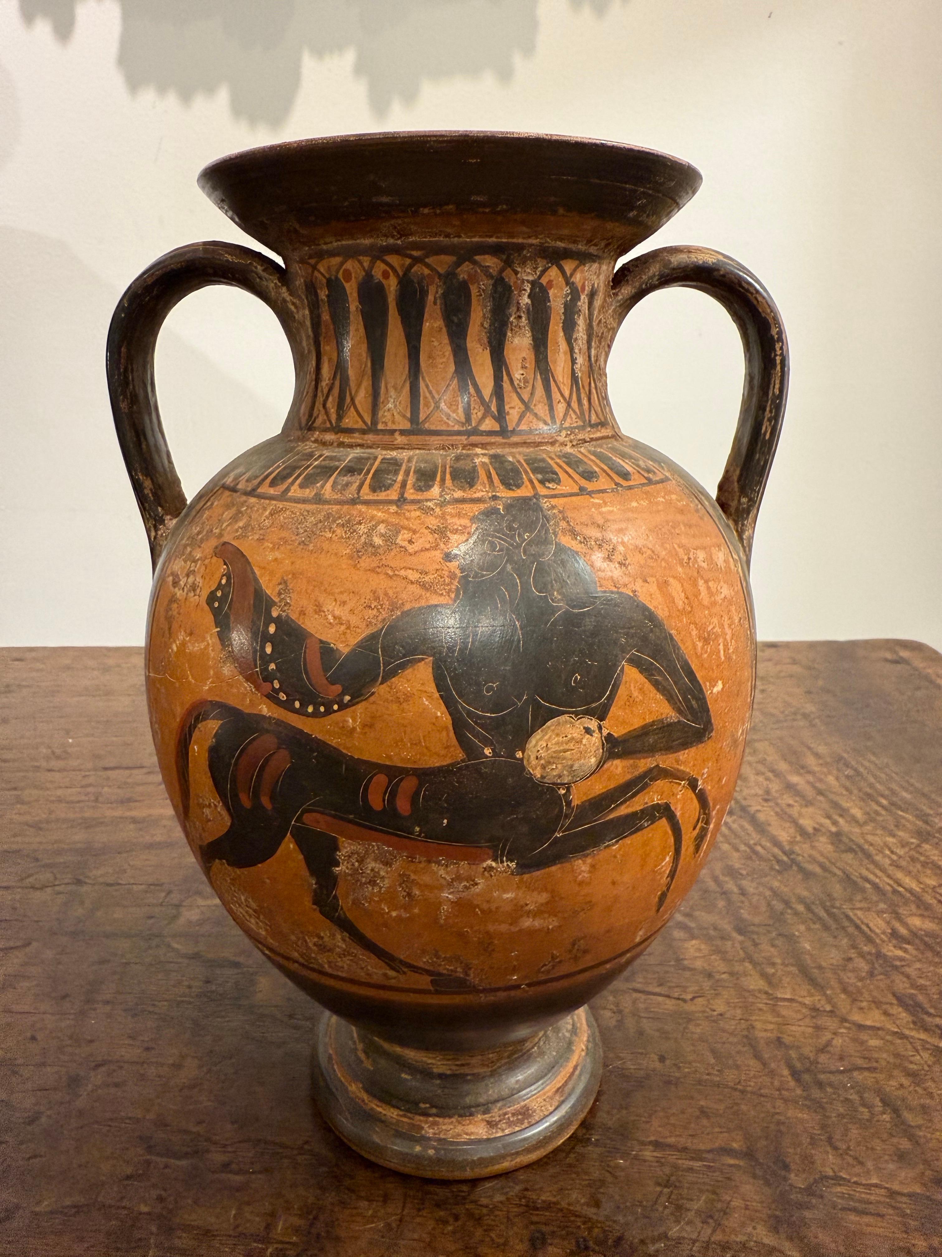 Terracotta Anfora greca da gran turismo in stile figura nera, XIX secolo in vendita