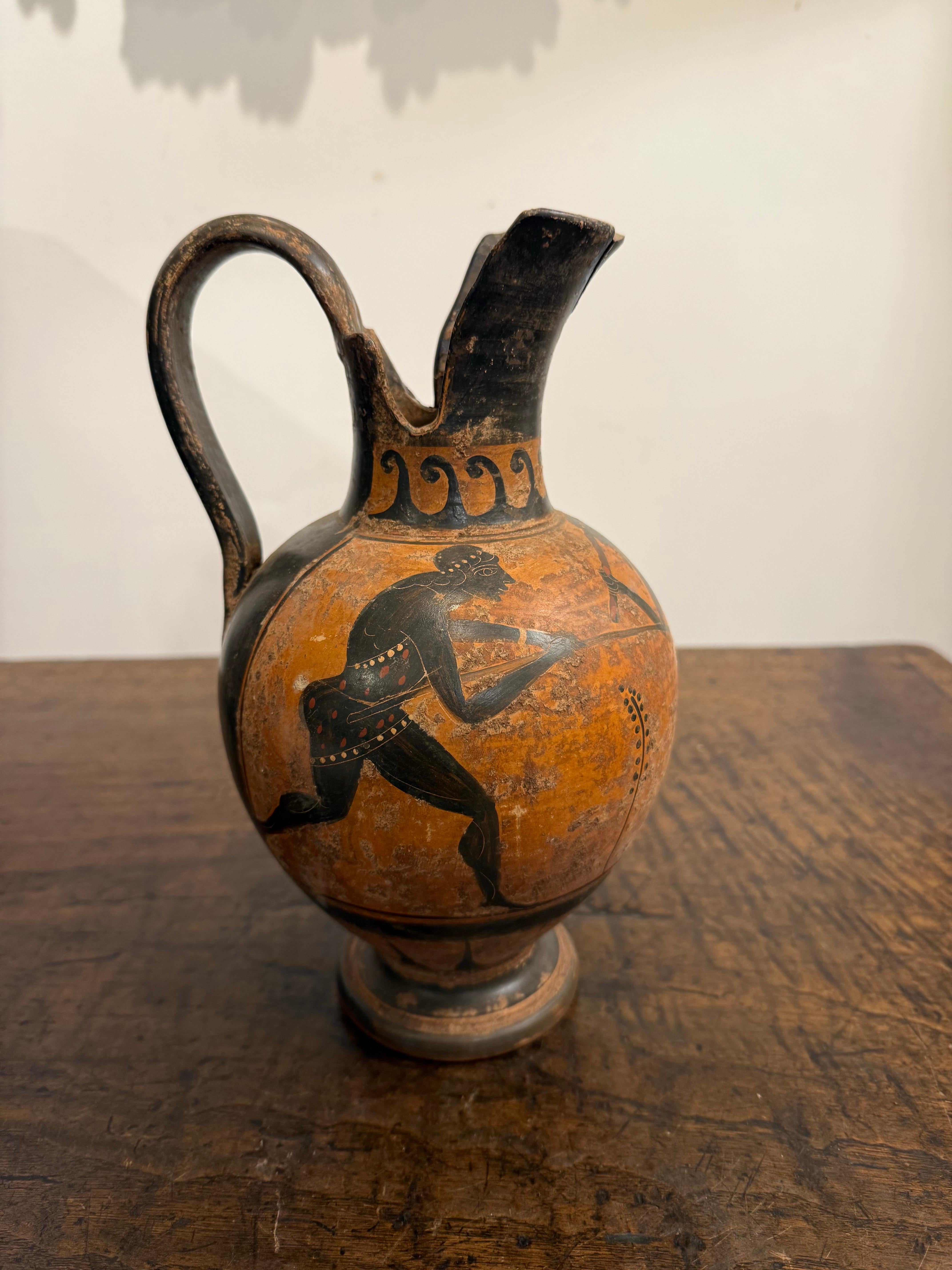 Oinochoe grec à figures noires de style Grand Tour, 19e siècle en vente 3