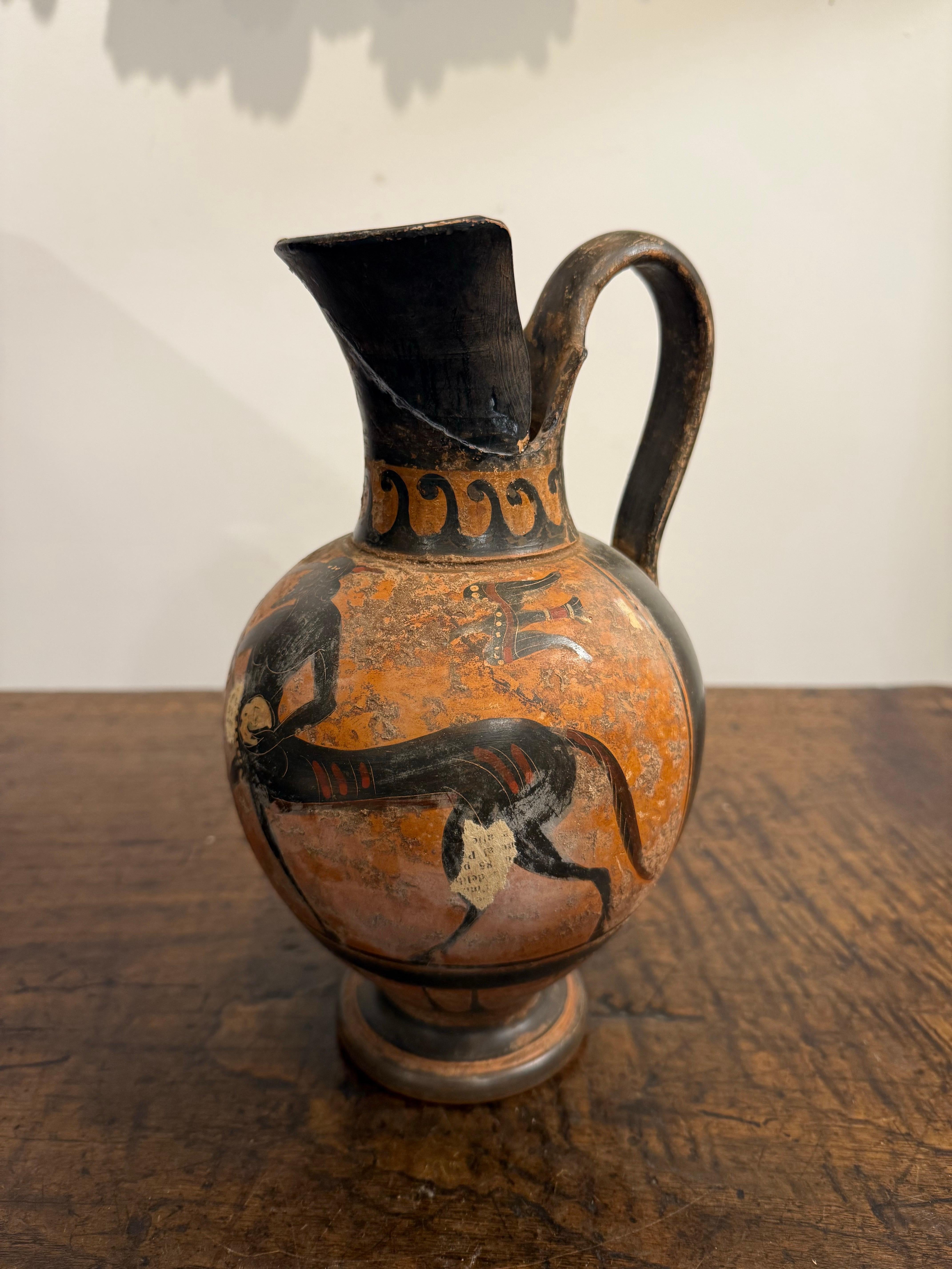 Oinochoe grec à figures noires de style Grand Tour, 19e siècle en vente 5