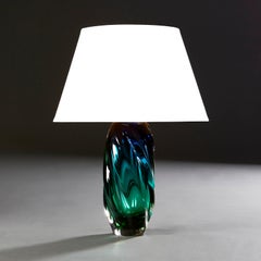 Green and Blue Murano Glass Spiral Table Lamp