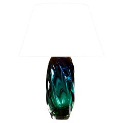 Green and Blue Murano Glass Spiral Table Lamp