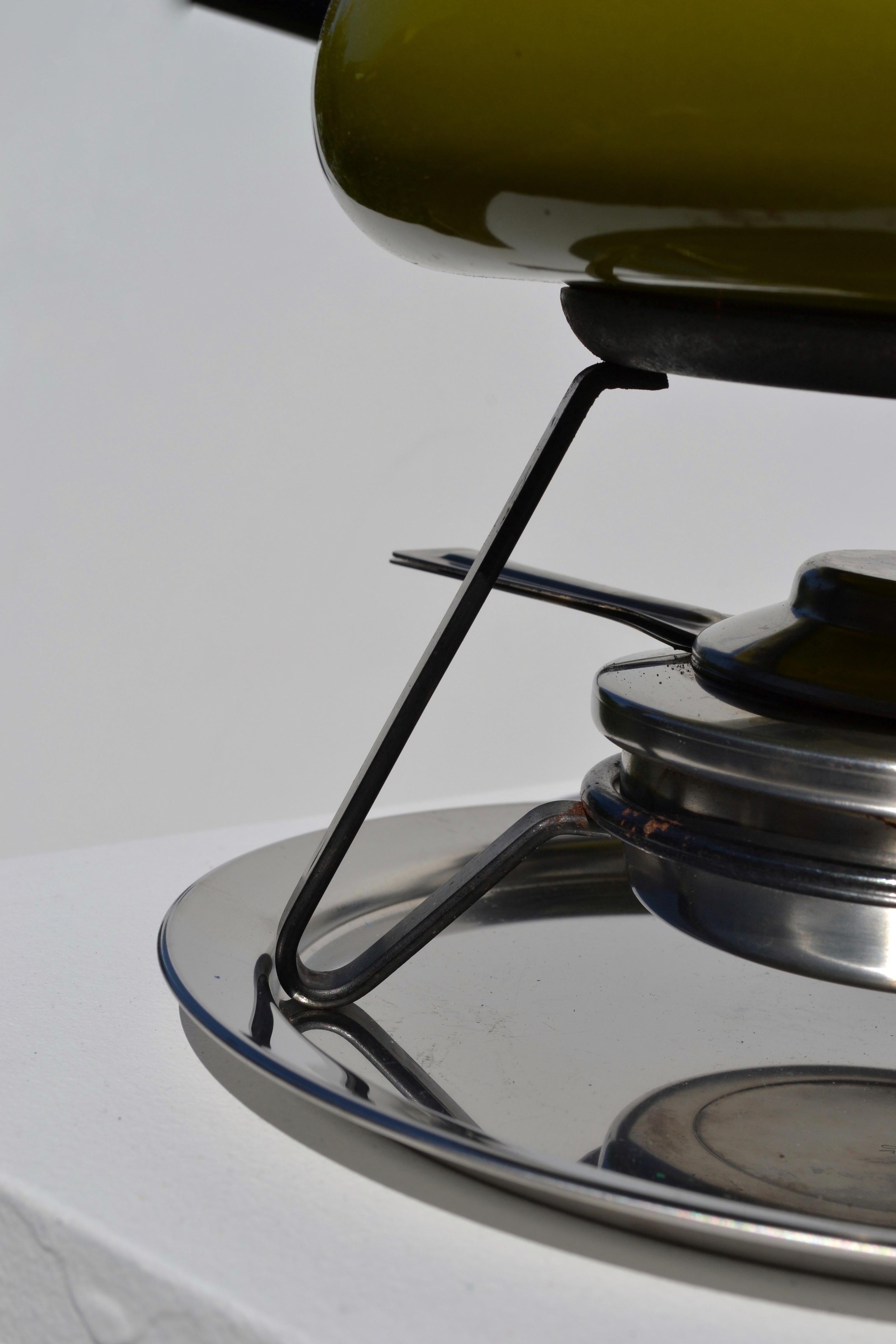 Mid-20th Century A green Fondue Set – Switzerland - 1960s For Sale