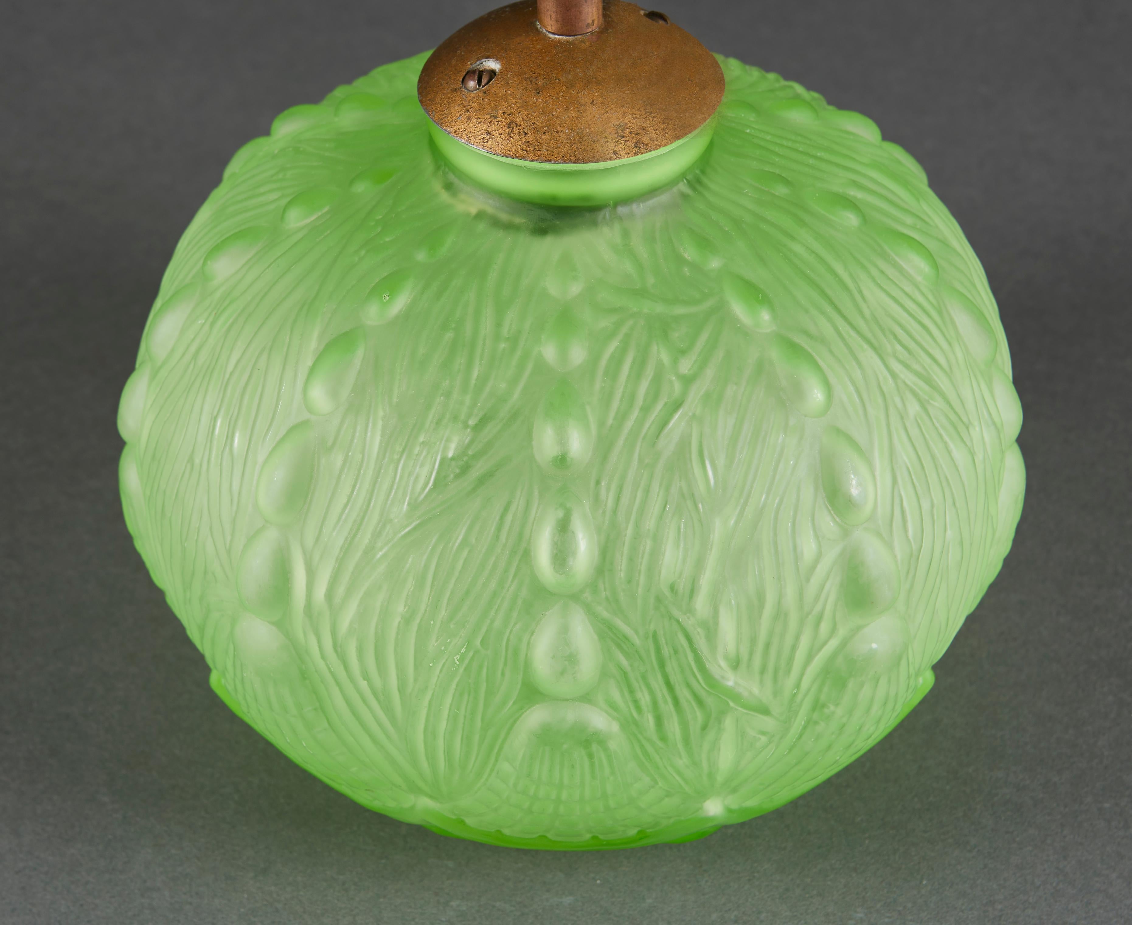 American A Green Glass Art Deco Table Lamp
