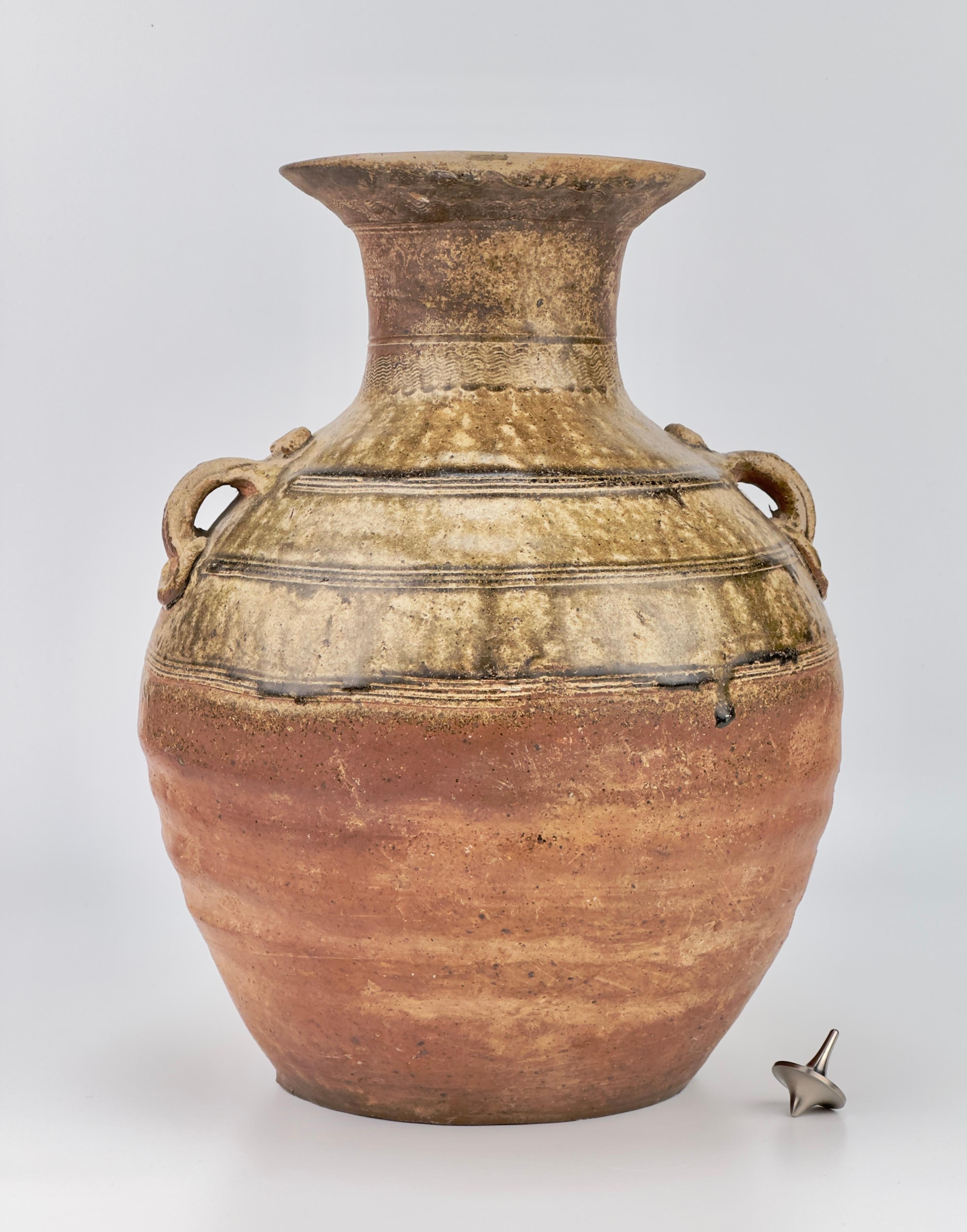 Chinese A Green-Glazed Stoneware Jar (Hu Vessel), Han Dynasty For Sale