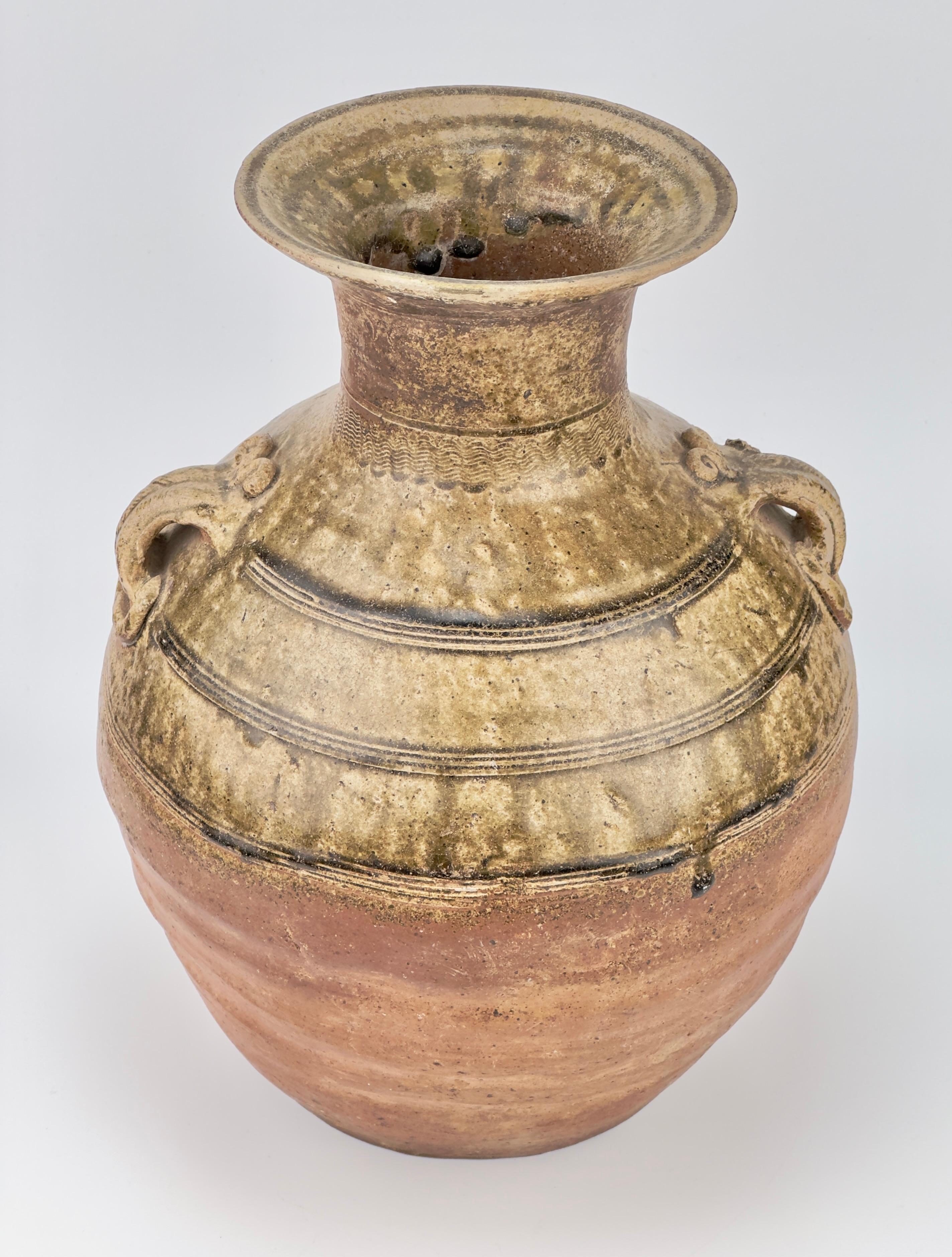 18th Century and Earlier A Green-Glazed Stoneware Jar (Hu Vessel), Han Dynasty For Sale
