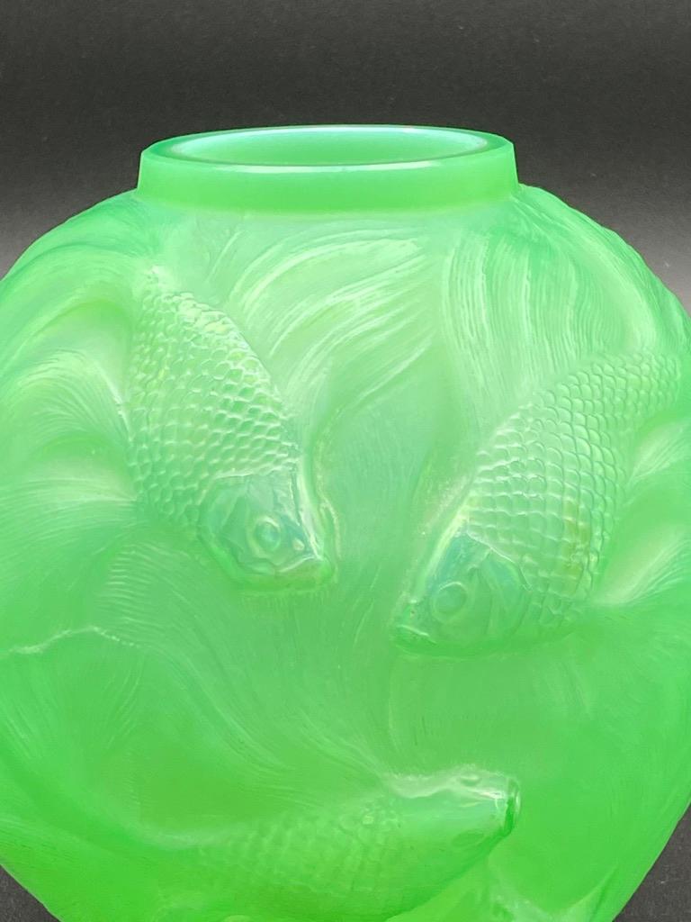 French Green Jade Art Deco Formose Vase by R.Lalique