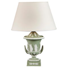 Antique Green Jasperware Wedgewood Urn as a Lamp