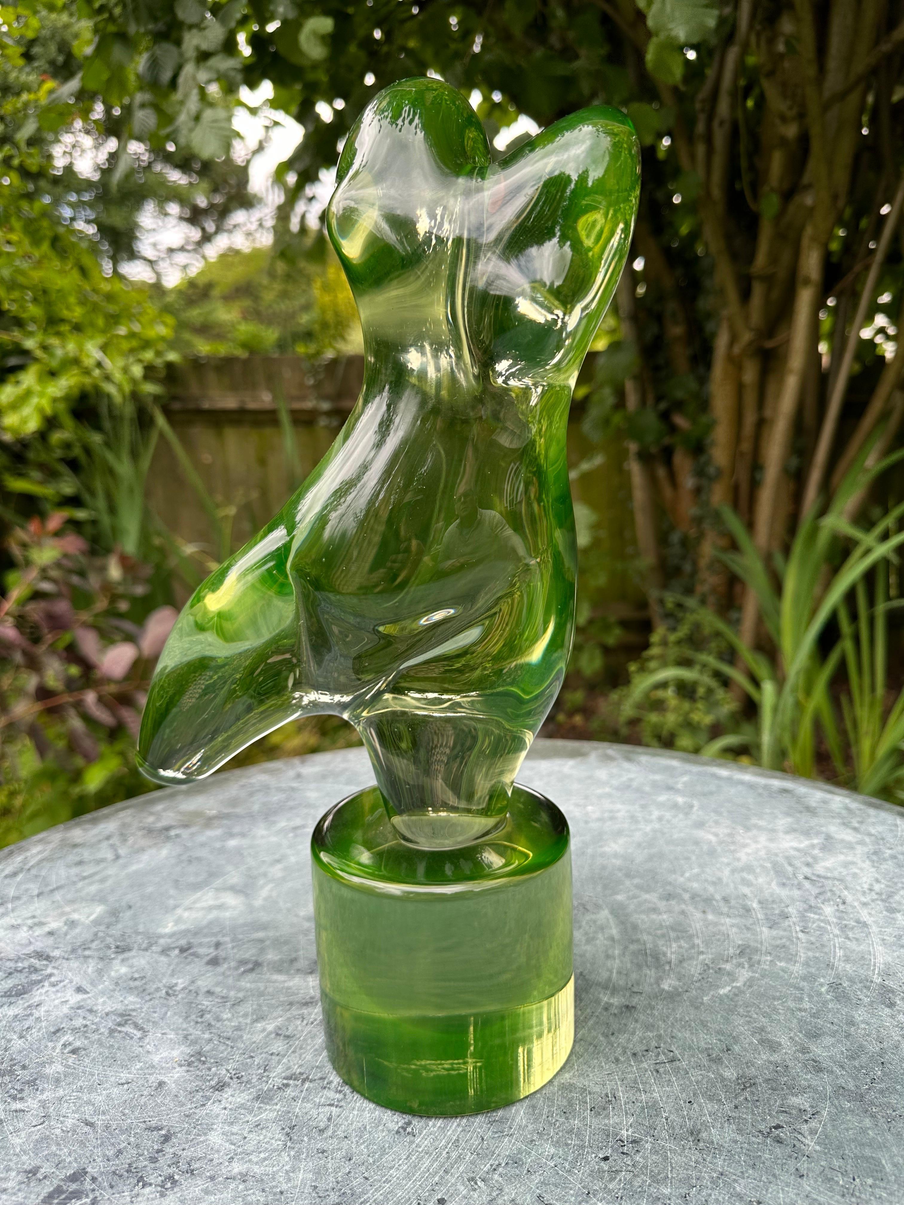 Molded A green Murano glass sculpture. For Sale