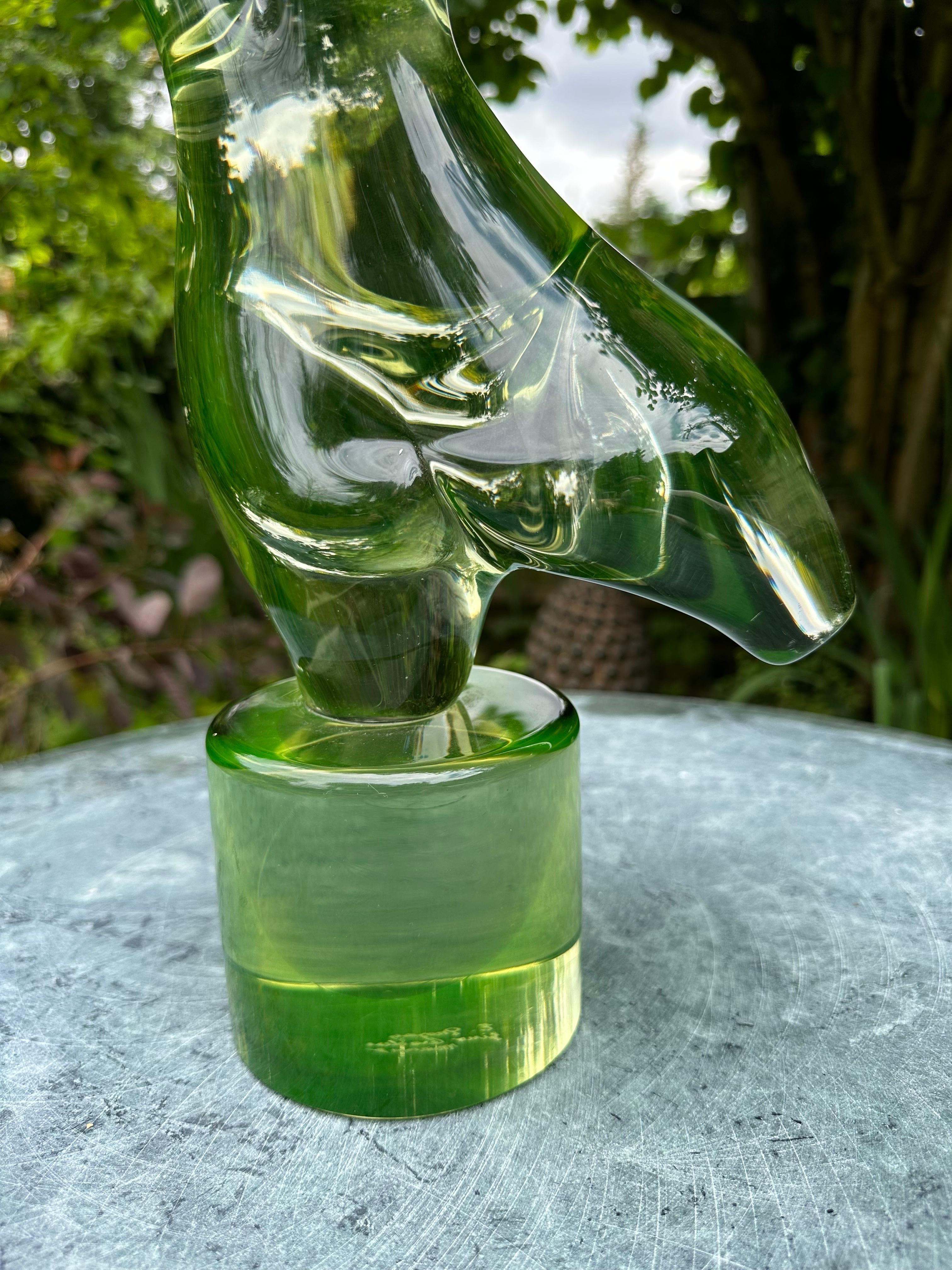A green Murano glass sculpture. In Good Condition For Sale In Southall, GB