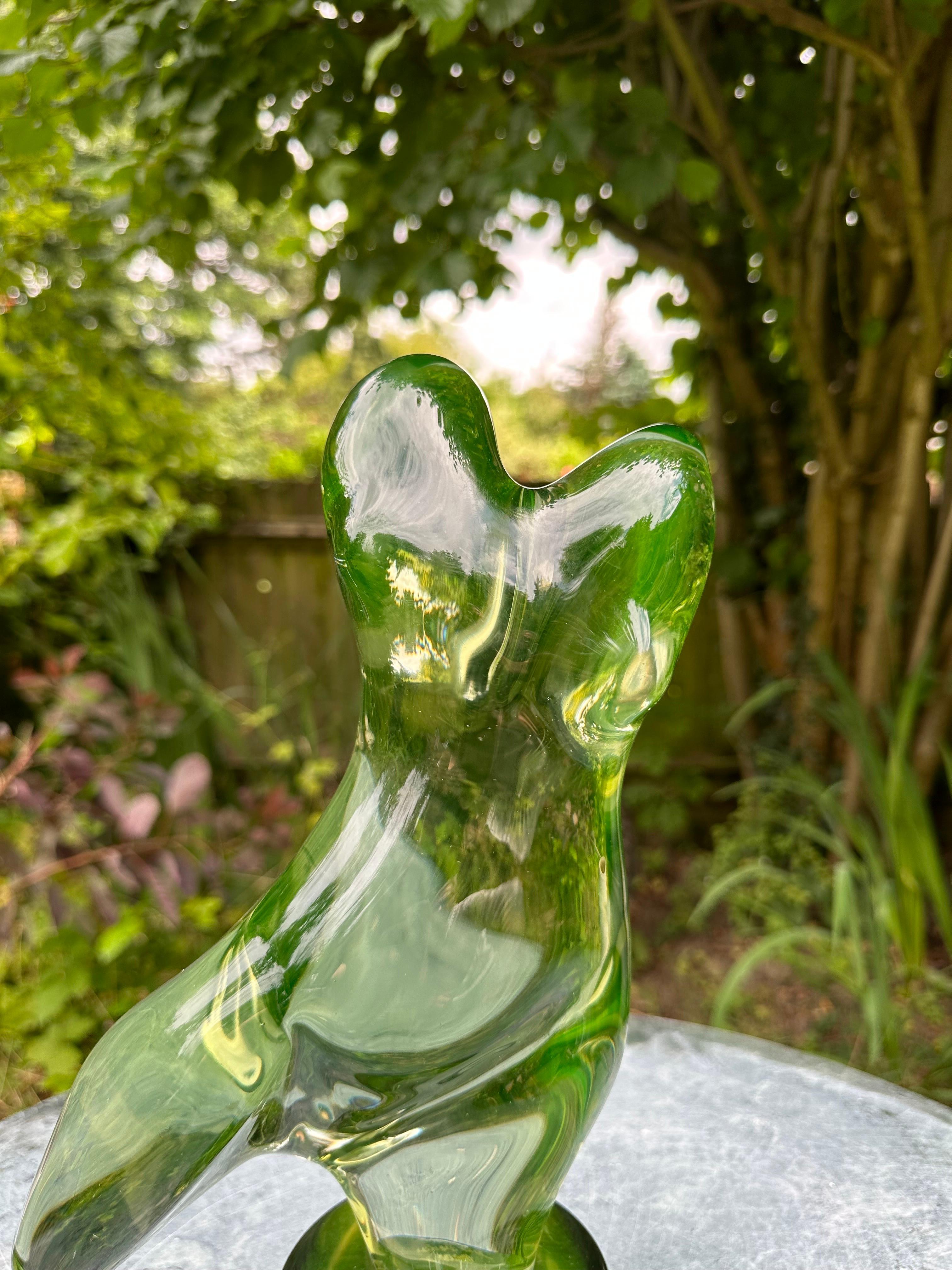 Late 20th Century A green Murano glass sculpture. For Sale