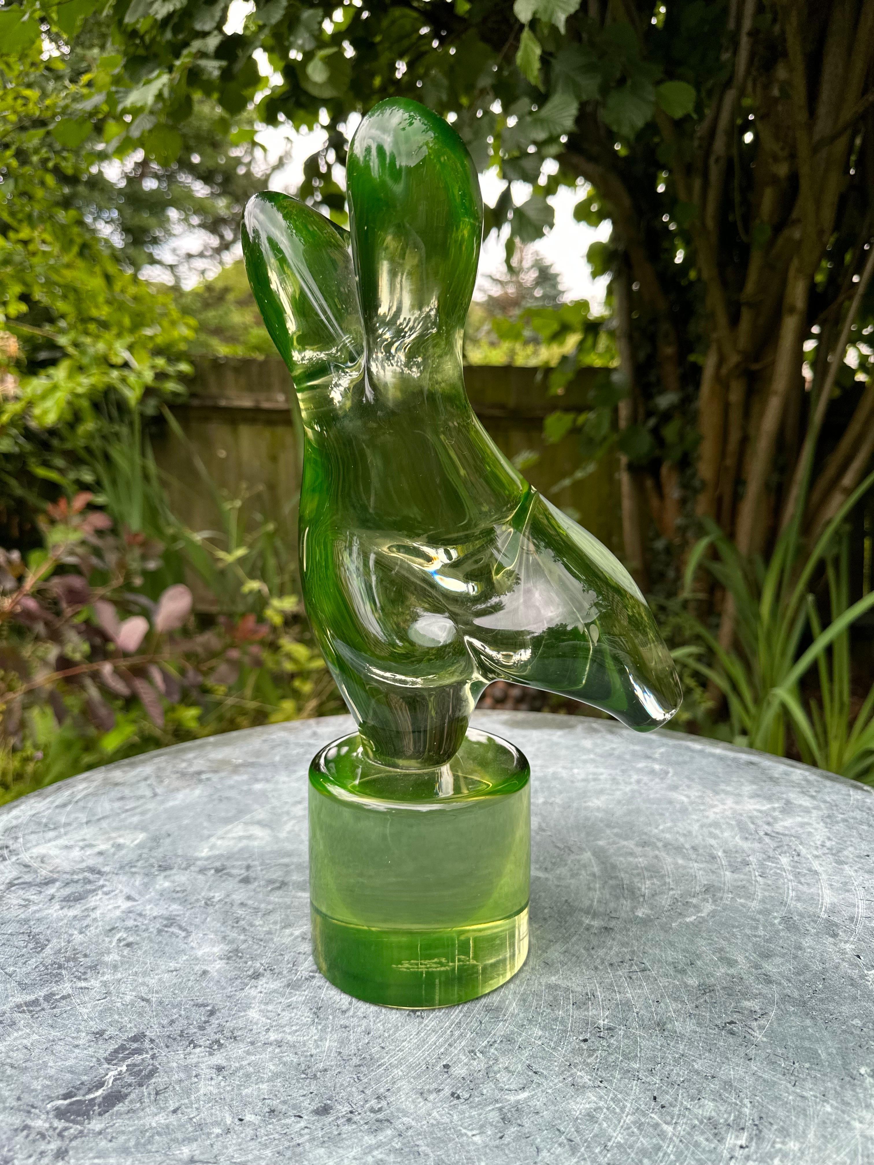 Glass A green Murano glass sculpture. For Sale