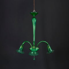 Green Murano Trumpet Chandelier