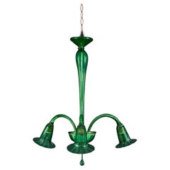 Green Murano Trumpet Chandelier