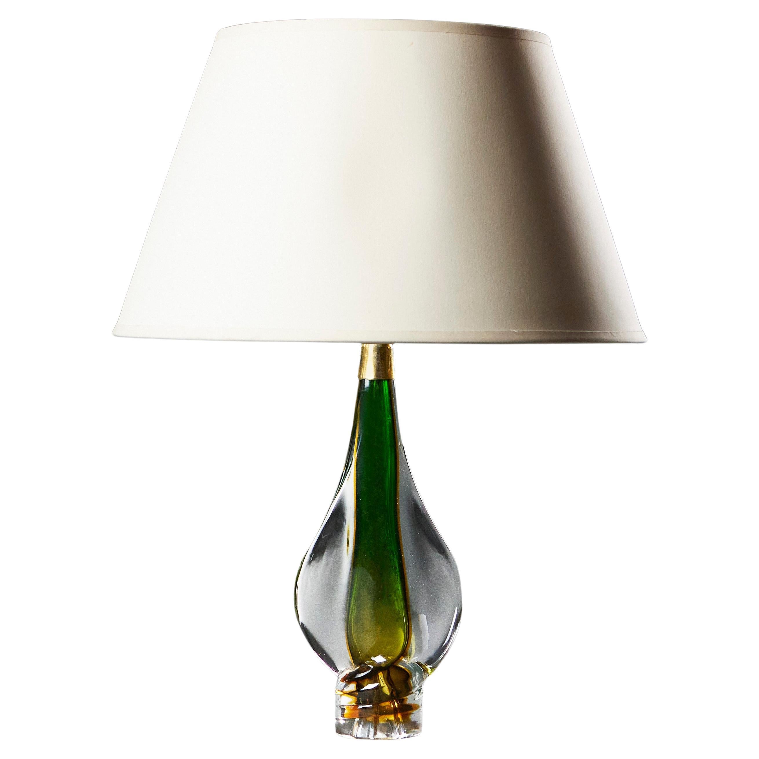 A Green Sommerso Glass Lamp For Sale