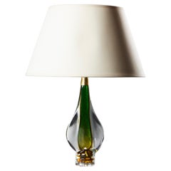 Vintage A Green Sommerso Glass Lamp