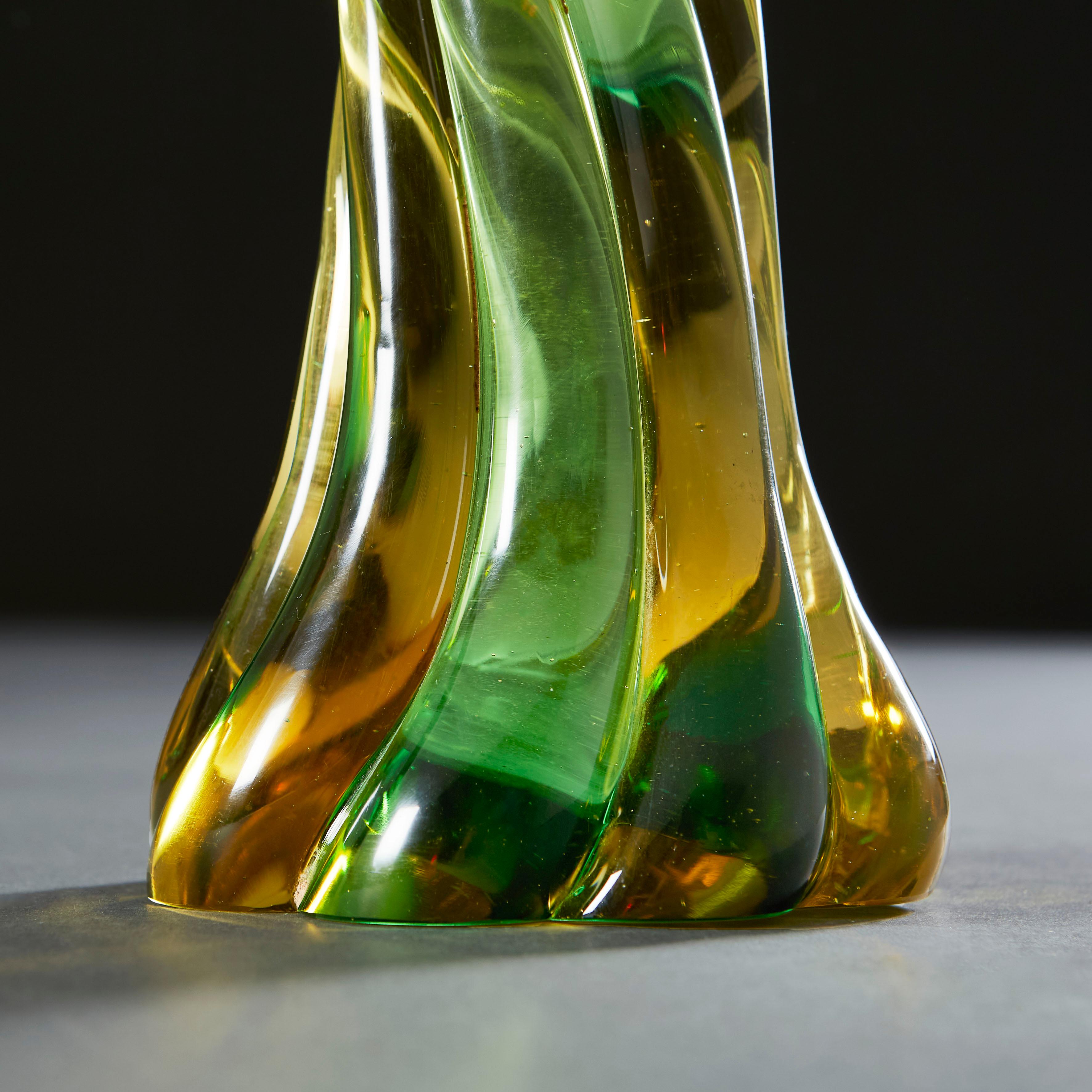 20th Century Green Spiral Murano Glass Lamp