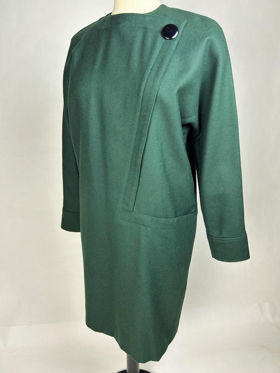 A green wool dress by Pierre Cardin - France Circa 1985 For Sale 6