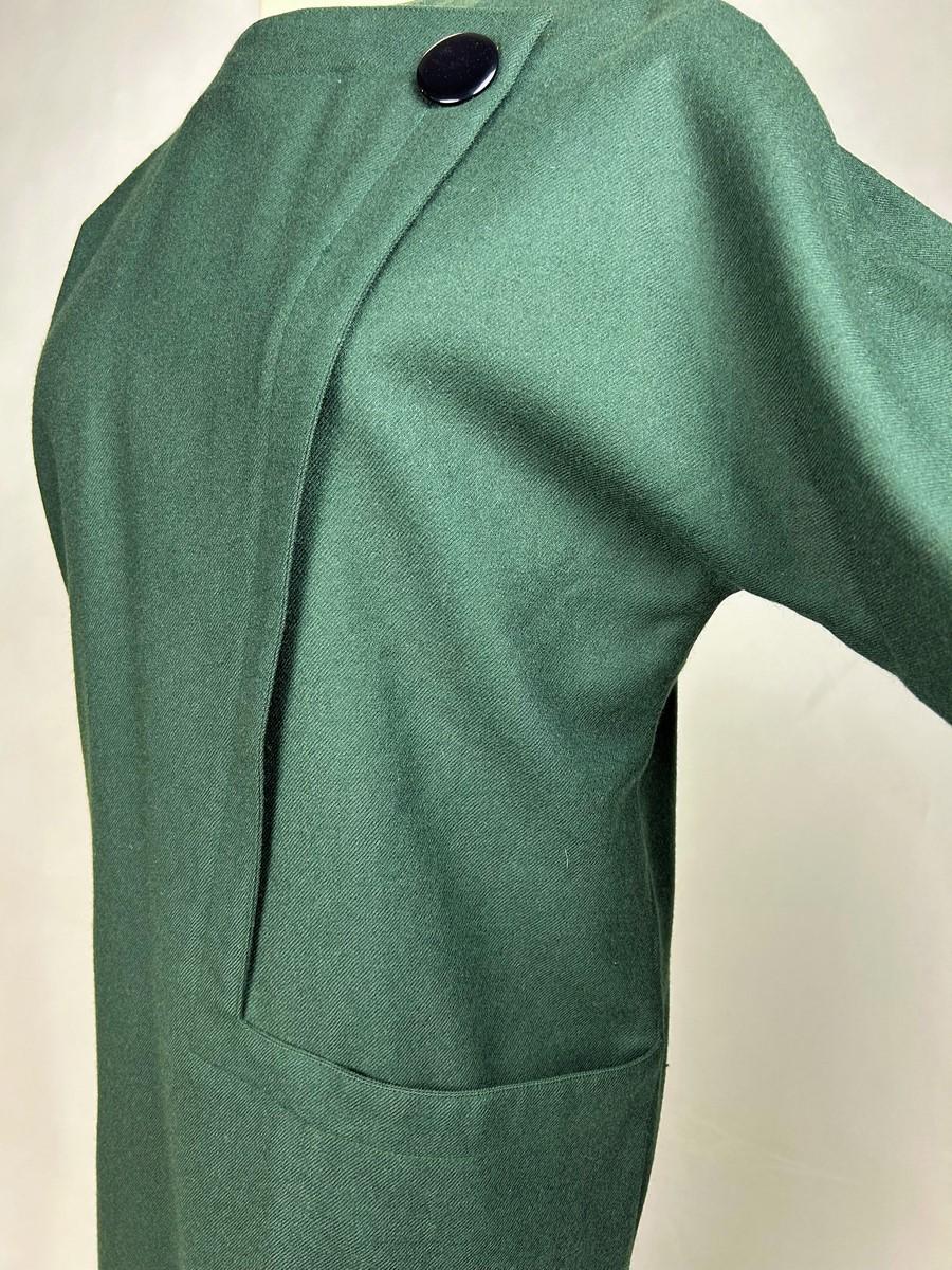 A green wool dress by Pierre Cardin - France Circa 1985 For Sale 7