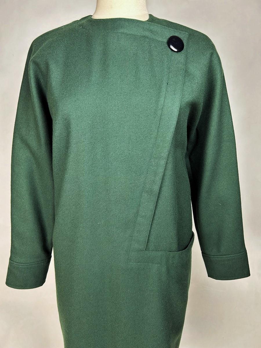 Women's A green wool dress by Pierre Cardin - France Circa 1985 For Sale