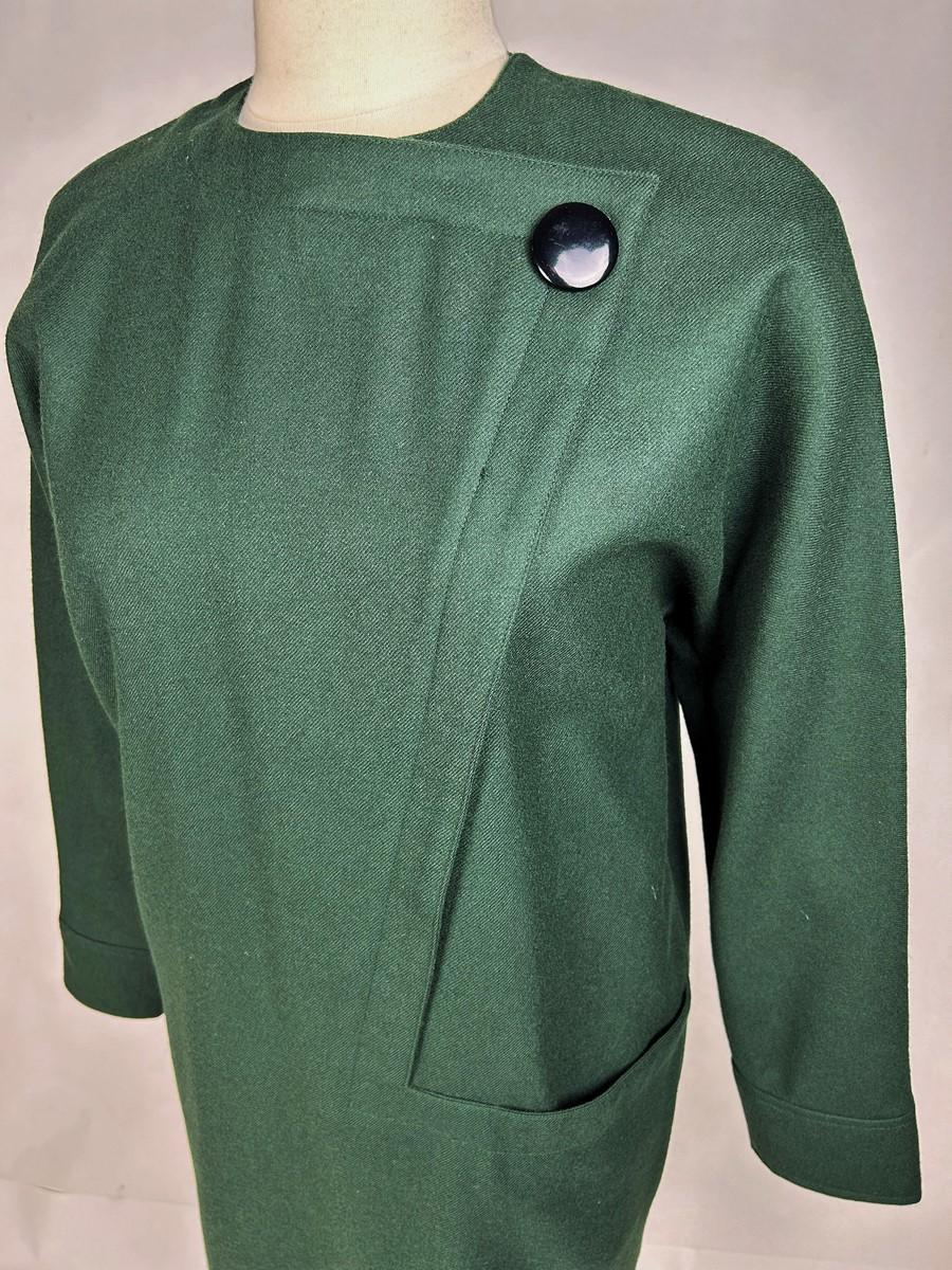 A green wool dress by Pierre Cardin - France Circa 1985 For Sale 2