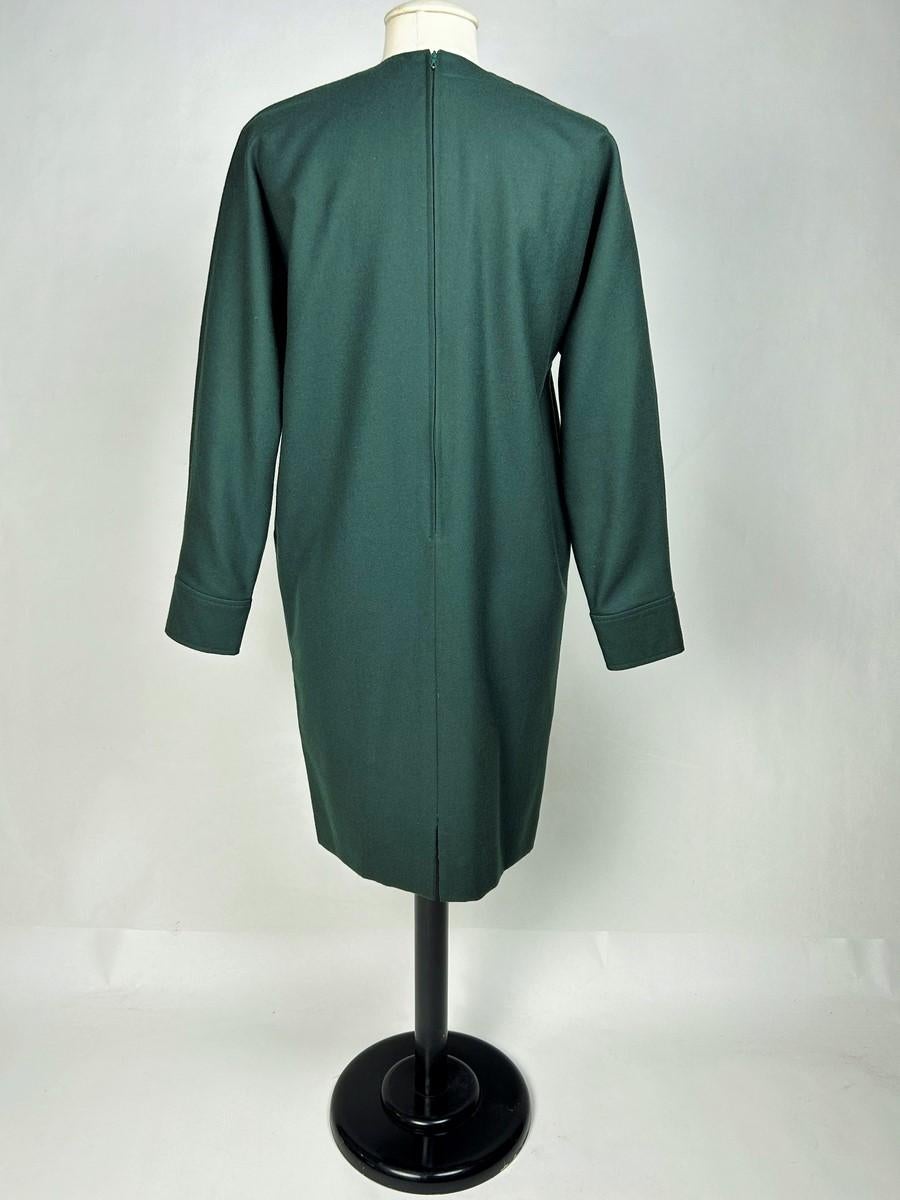 A green wool dress by Pierre Cardin - France Circa 1985 For Sale 4