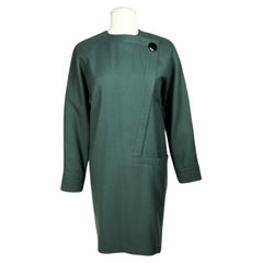 Vintage A green wool dress by Pierre Cardin - France Circa 1985