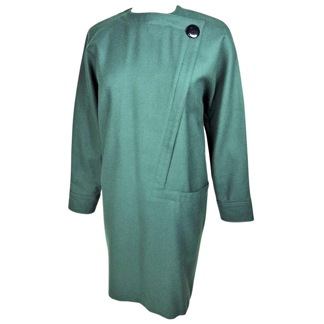 A green wool sac dress by Pierre Cardin - France Circa 1985 For Sale