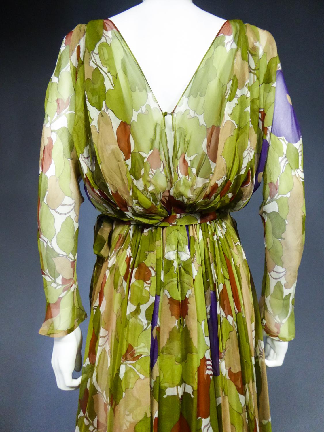 A Grès Evening Dress in Printed Chiffon Silk Circa 1975/1985 7