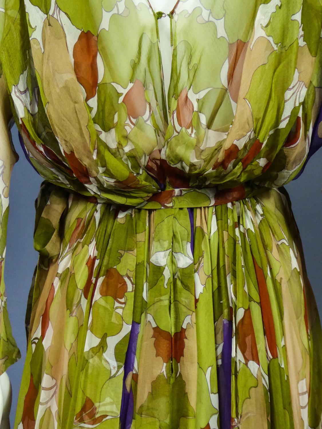 A Grès Evening Dress in Printed Chiffon Silk Circa 1975/1985 8