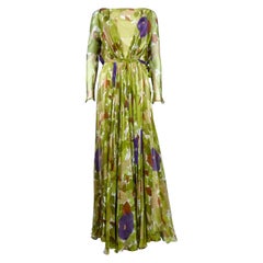 A Grès Evening Dress in Printed Chiffon Silk Circa 1975/1985