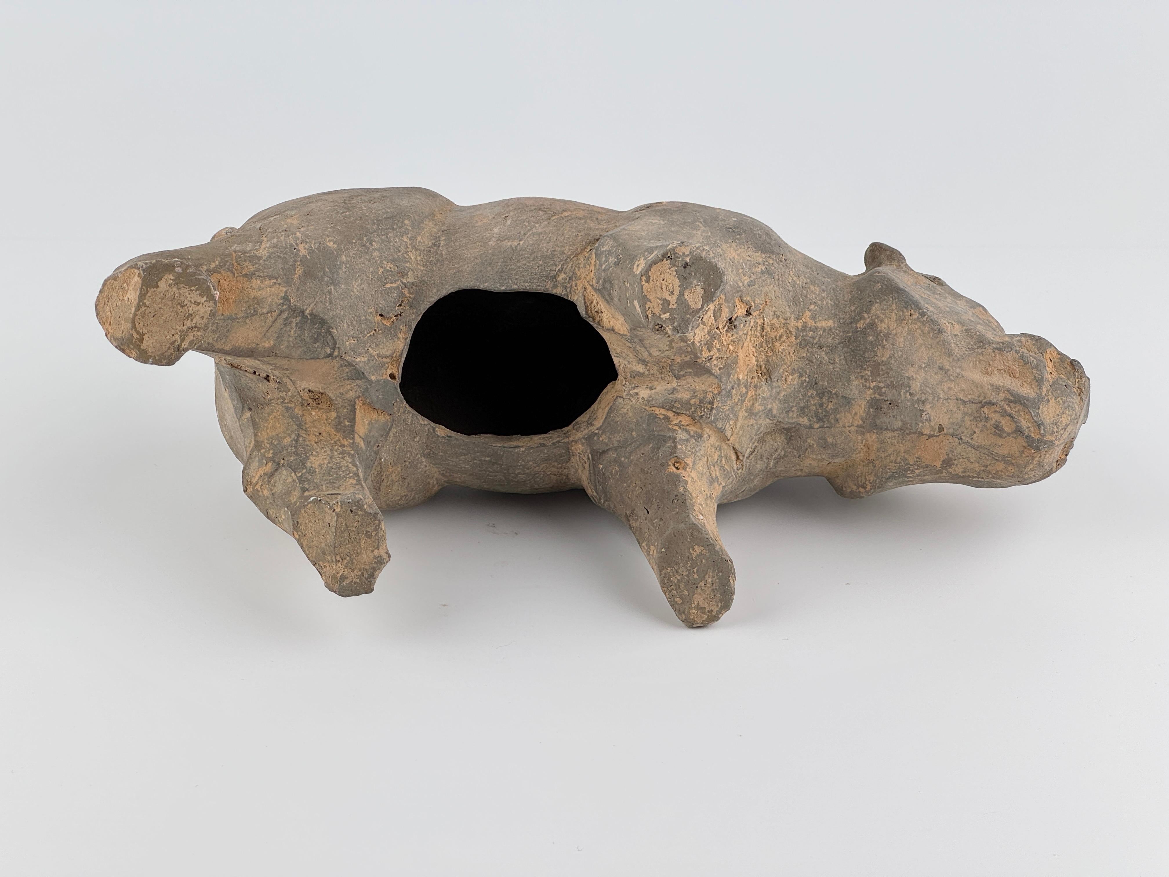 A Grey Pottery Figure of Boar(Wild Pig), Han Dynasty For Sale 4