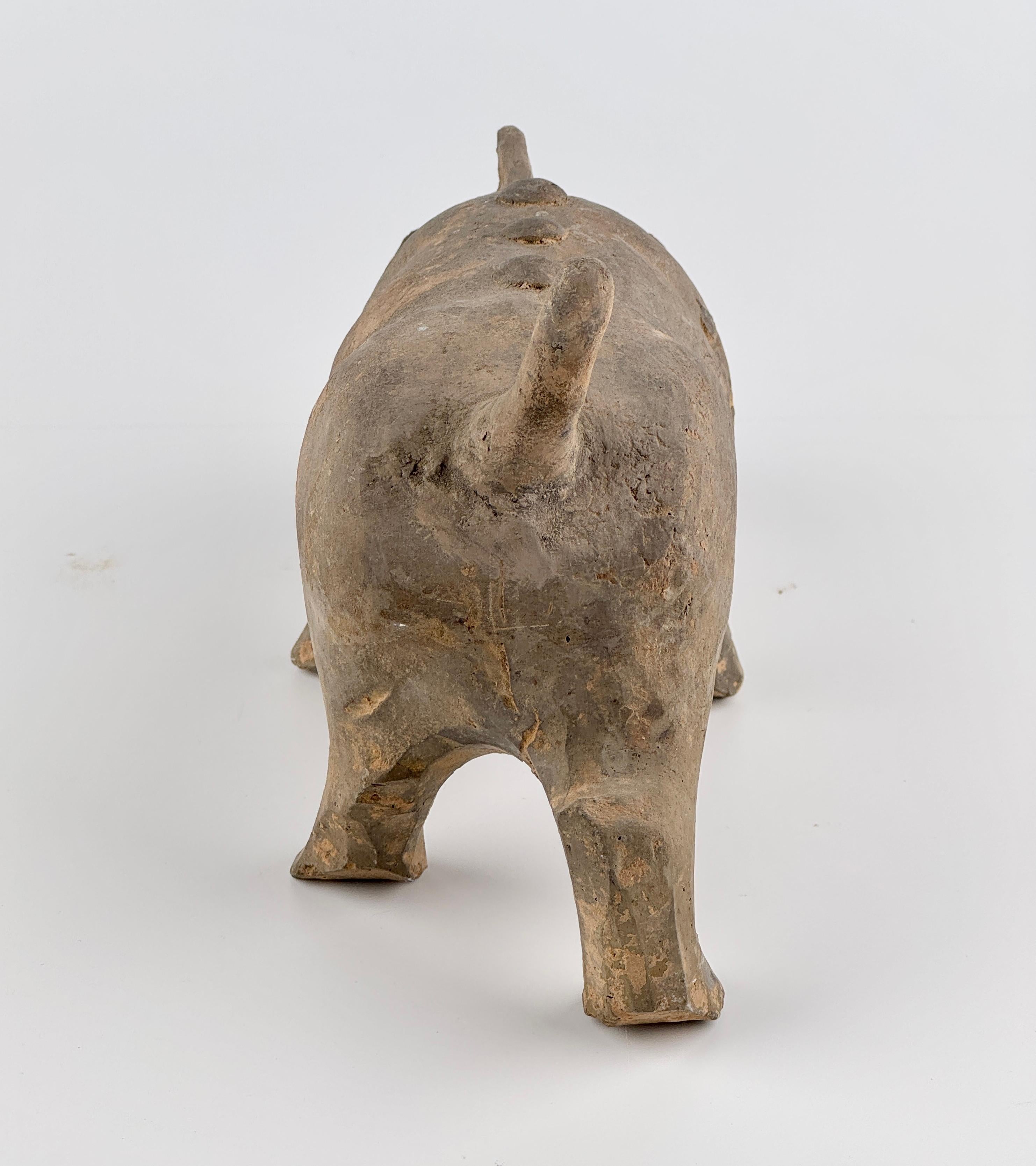 A Grey Pottery Figure of Boar(Wild Pig), Han Dynasty For Sale 1