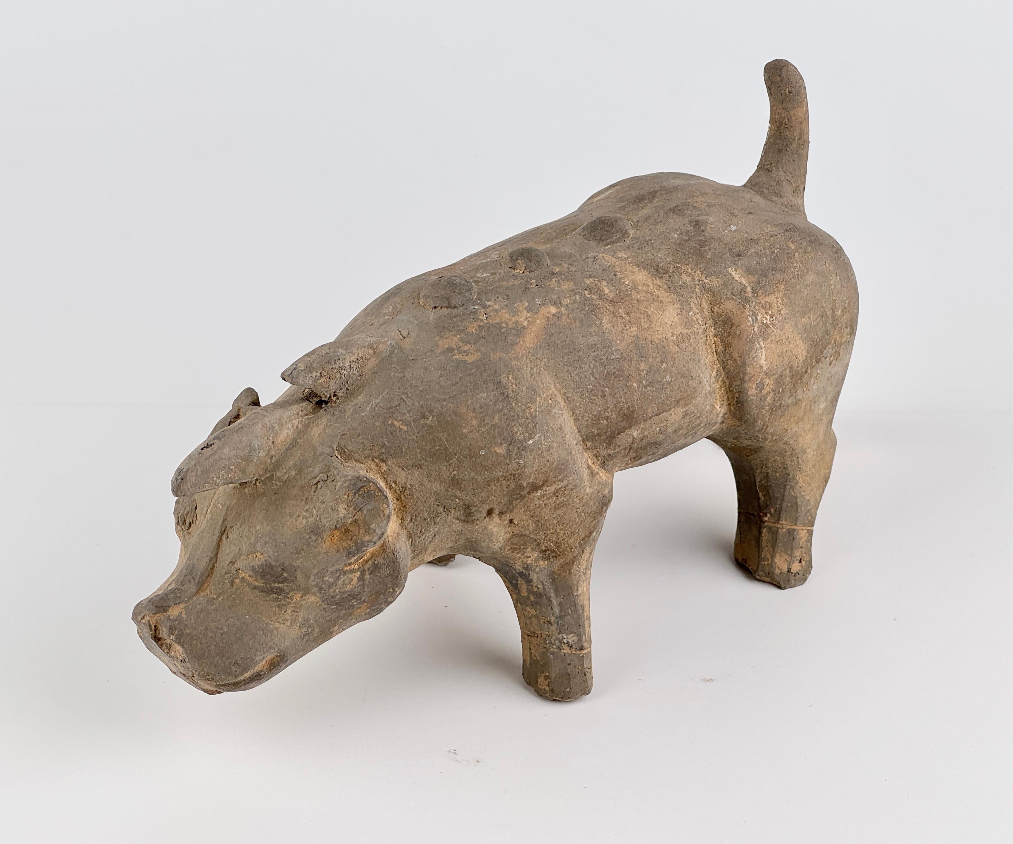 A Grey Pottery Figure of Boar(Wild Pig), Han Dynasty For Sale 2