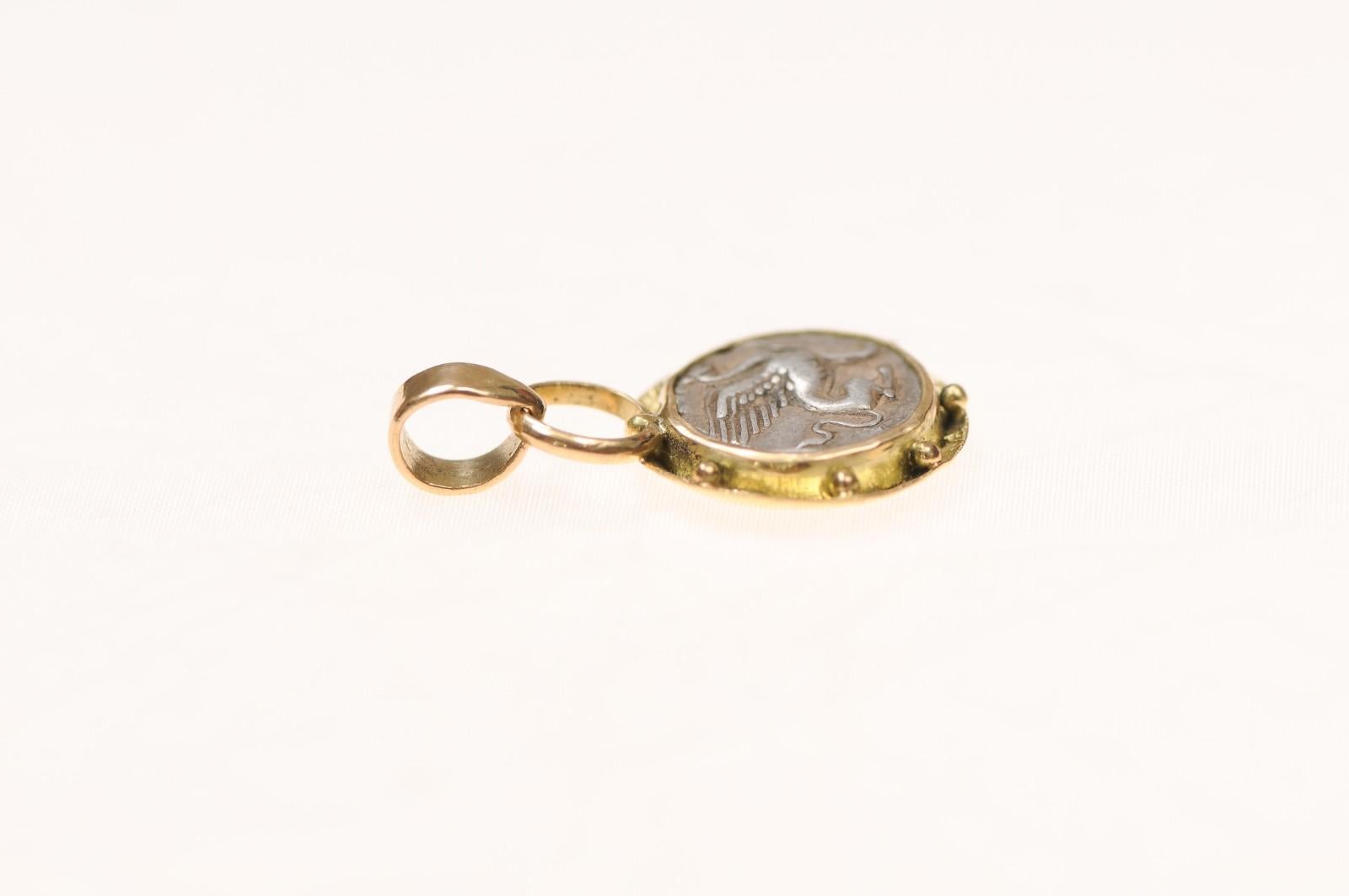 A Griffin Hemi-Drachm [coin] Pendant with 18 Karat Gold (pendant only) For Sale 7
