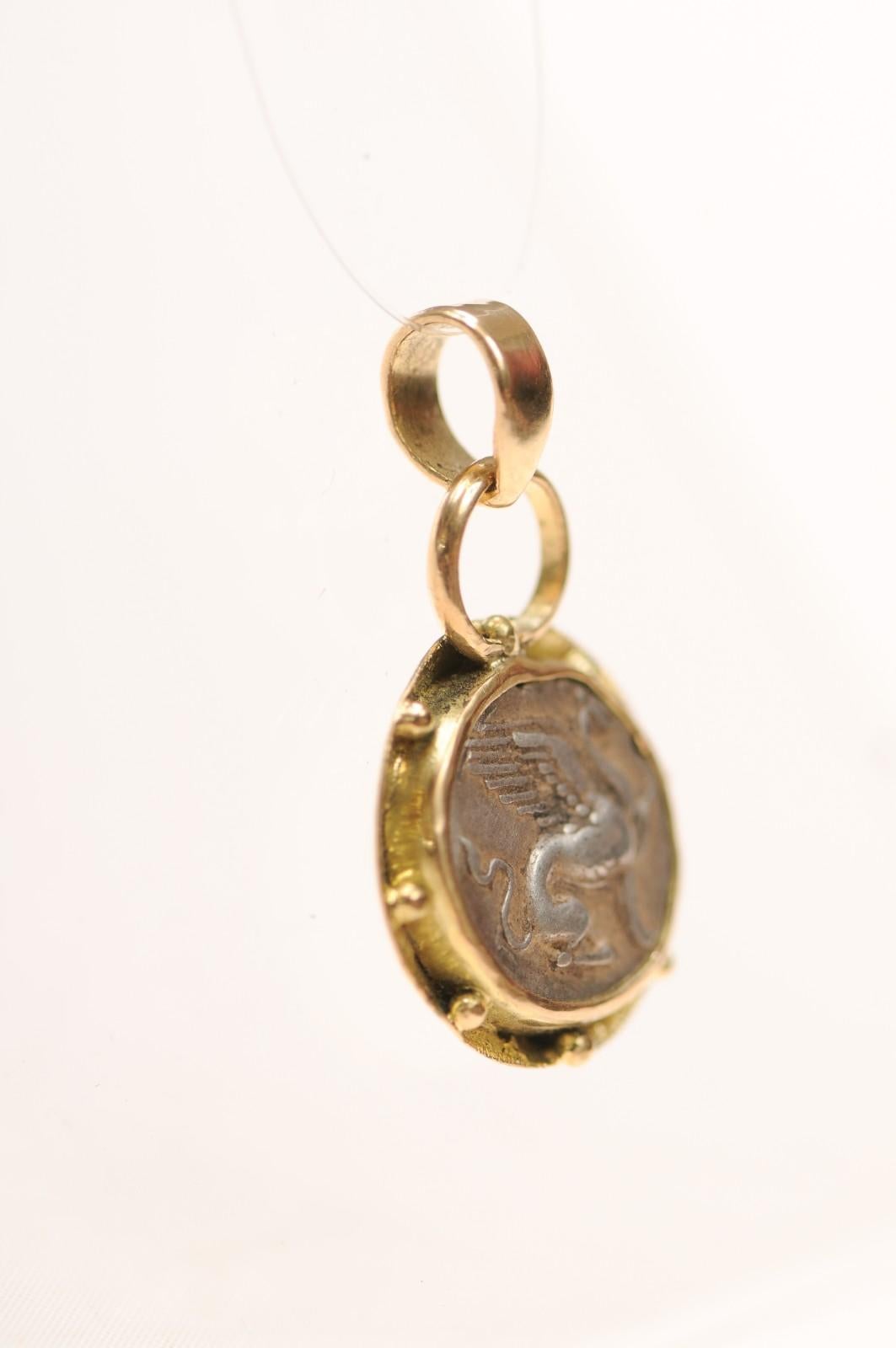 Women's or Men's A Griffin Hemi-Drachm [coin] Pendant with 18 Karat Gold (pendant only) For Sale