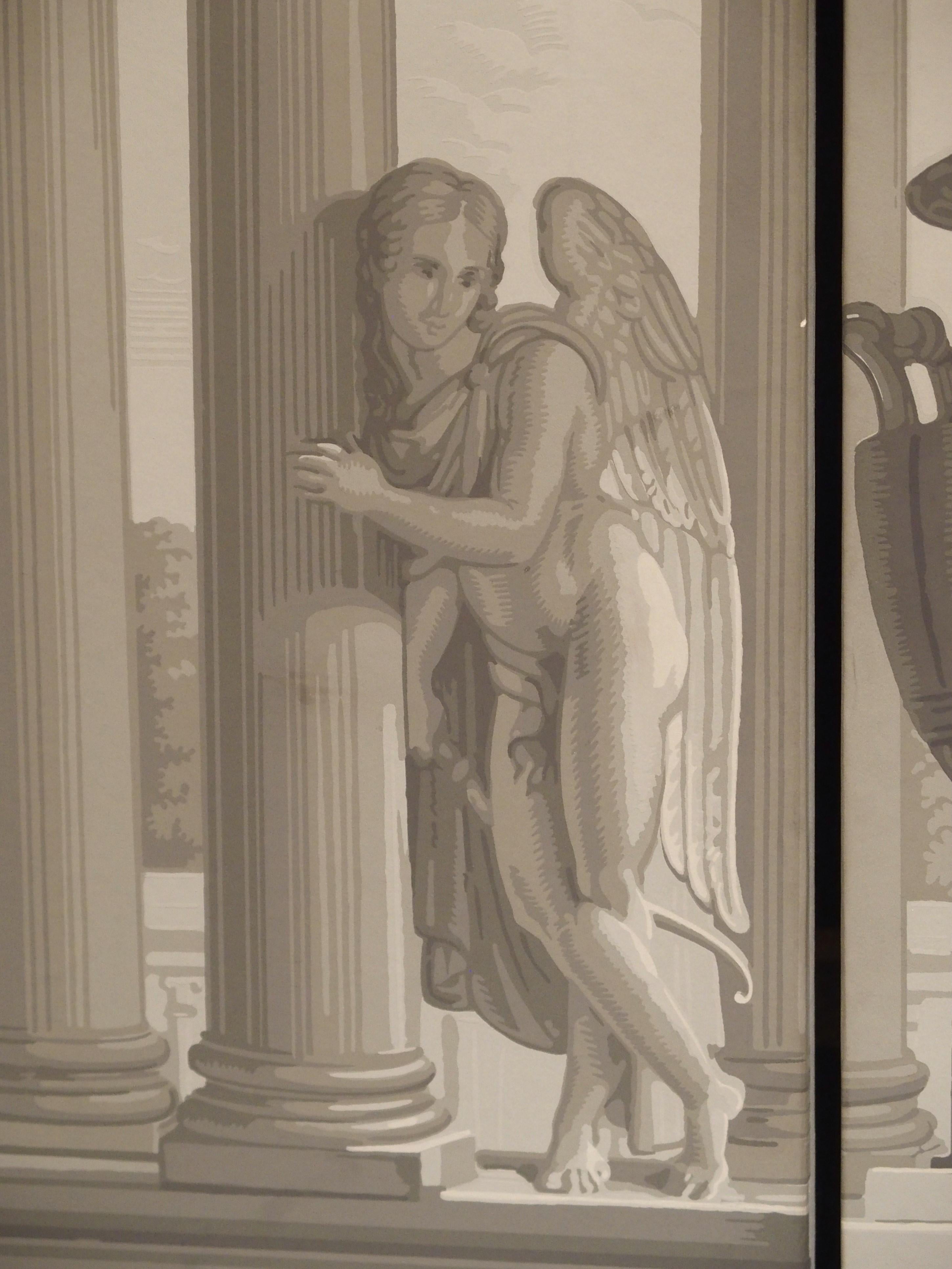 Grisaille Wallpaper Quadriptych Depicting The Bath of Psyche 4