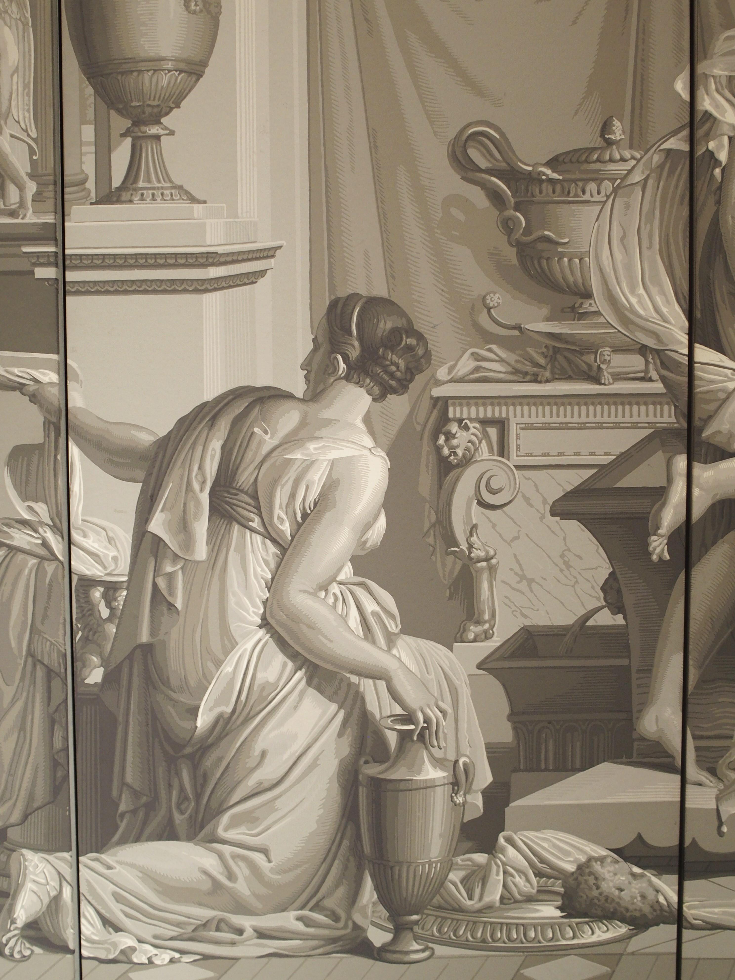 Grisaille Wallpaper Quadriptych Depicting The Bath of Psyche 6